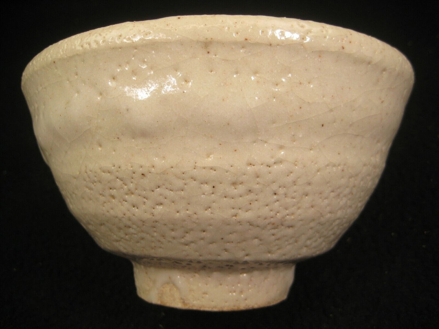 Vintage Japanese Signed Winter Tea Ceremony Ceramic Chawan Bowl Off White