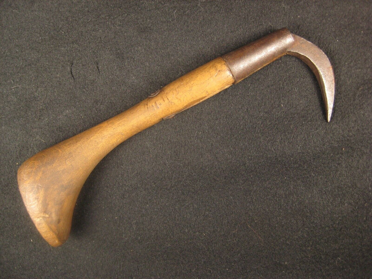 Antique Japanese Signed Forged Iron Gaff With Hinoki Wood Handle