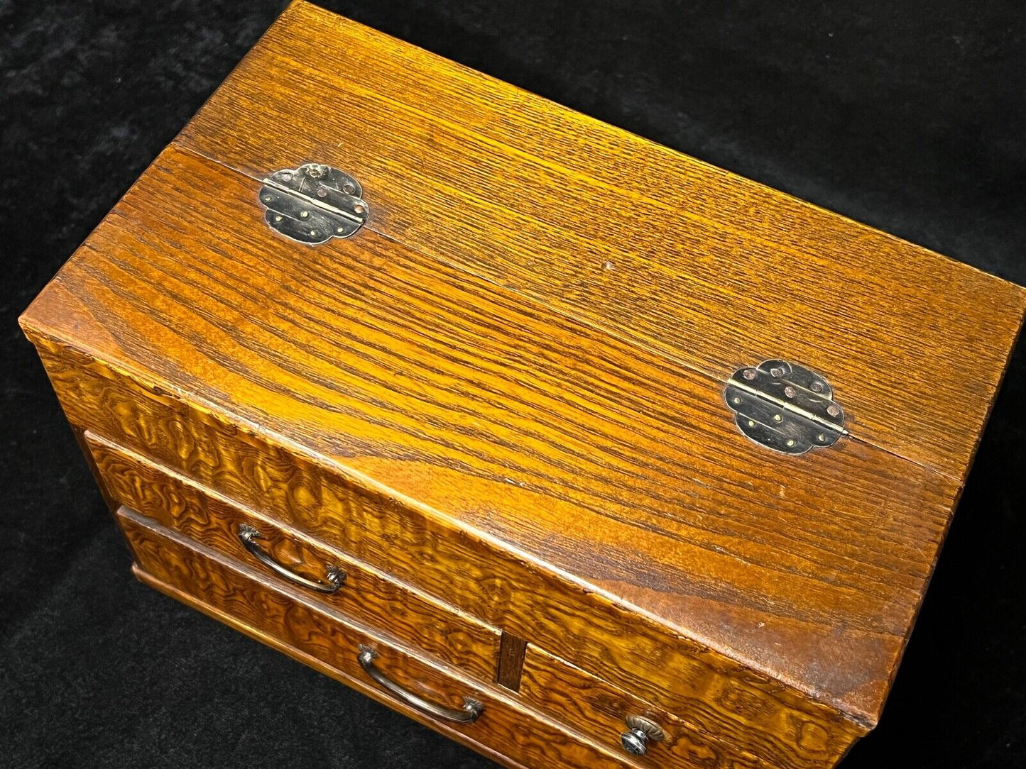 Antique Japanese Meiji Era C1890 Sugi Wood Suzuribako Calligraphy Tansu 10"