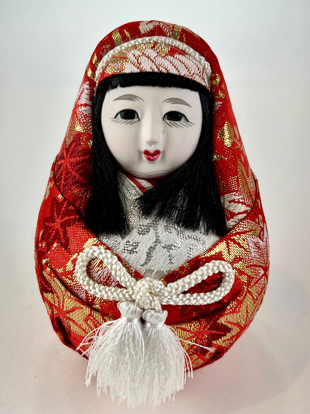 Vintage Japanese Dolls Daruma Hime Ningyo Pair Empress Jingu Handpainted 5"~