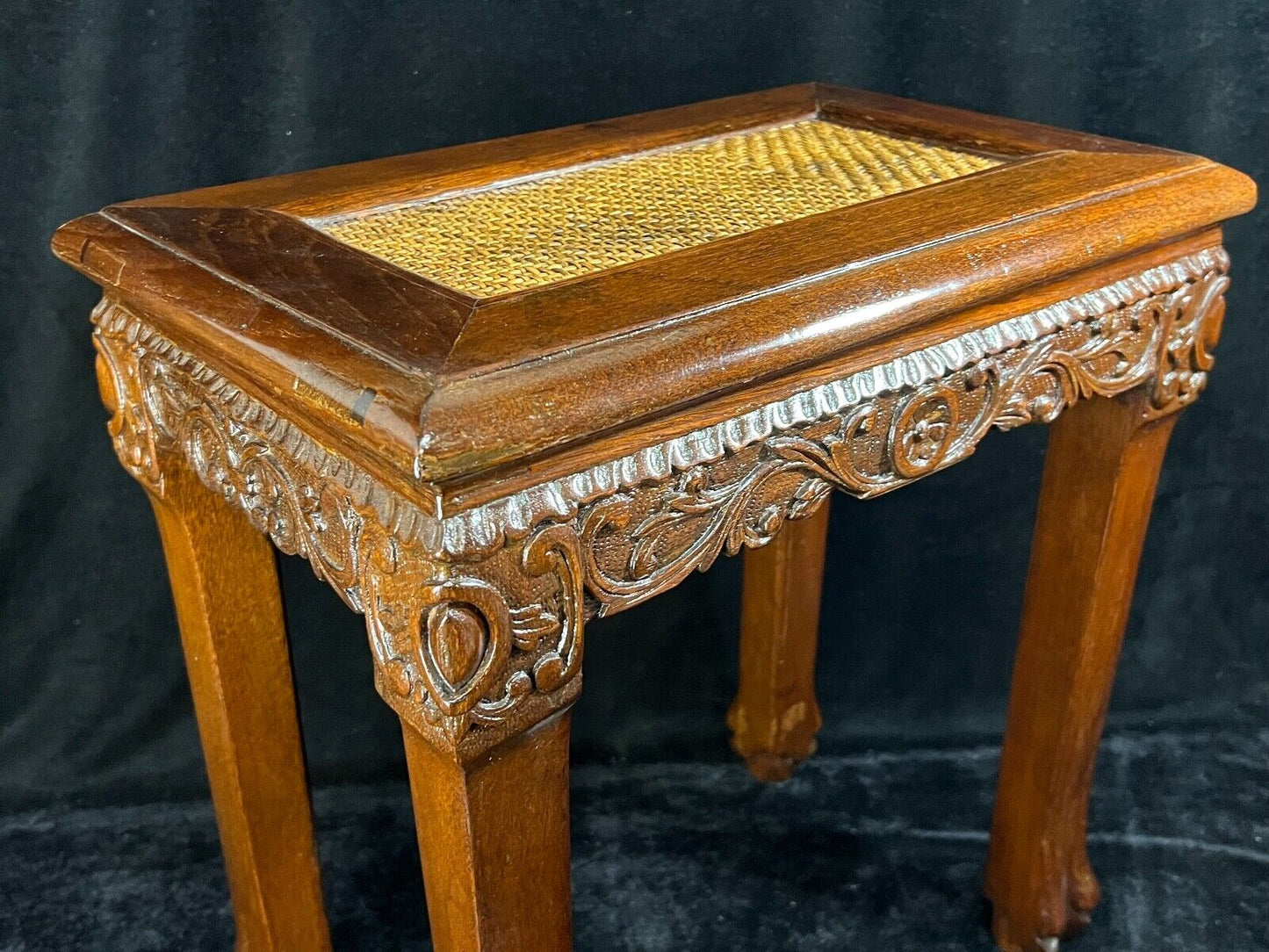 Antique Chinese Ming Style Stool Late Qing Dynasty Carved (Set of 2 Available)