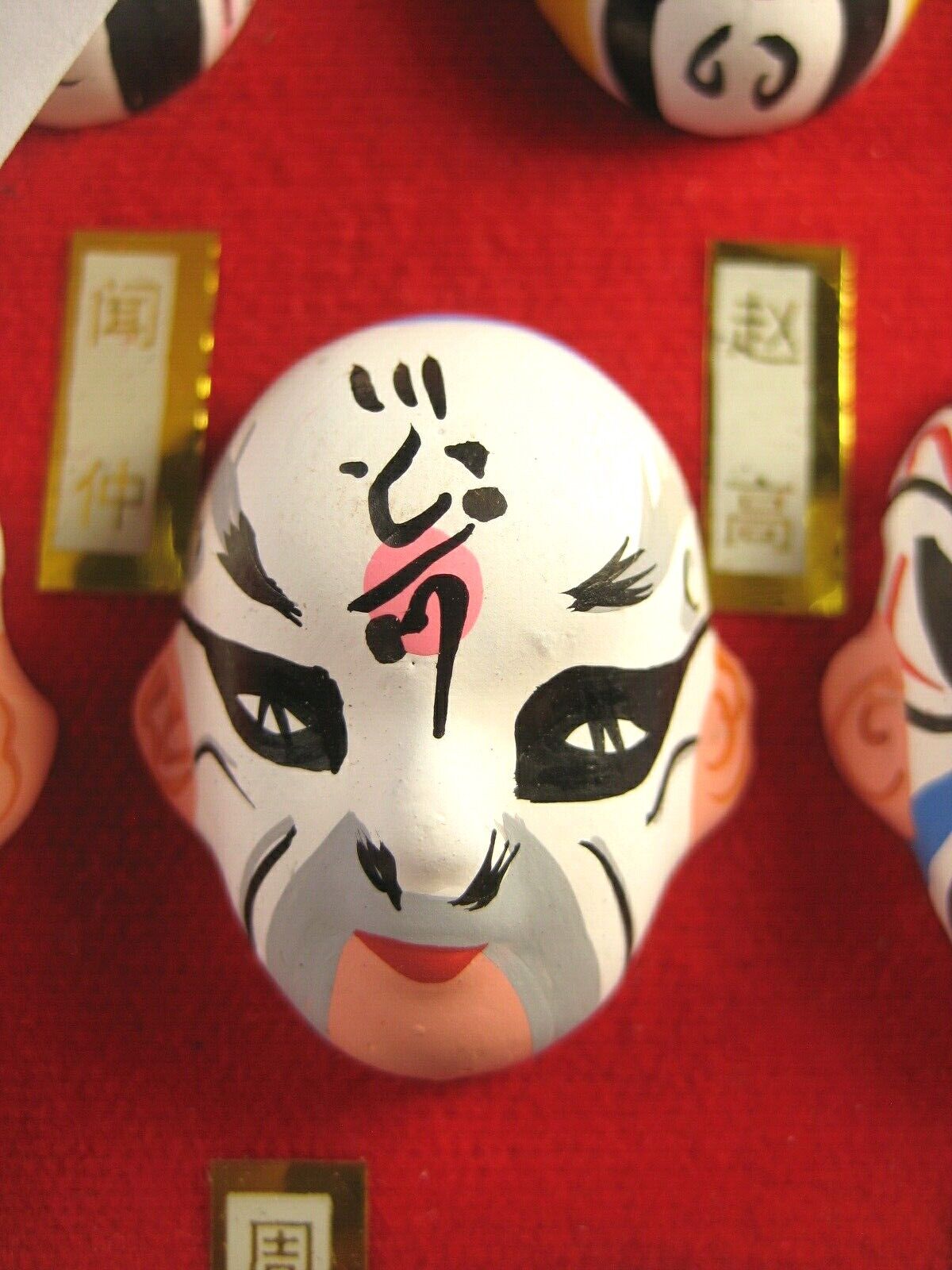 Vintage Chinese Beijing Opera Clay Masks x5 Hand painted Mini "Peking Opera Masks"