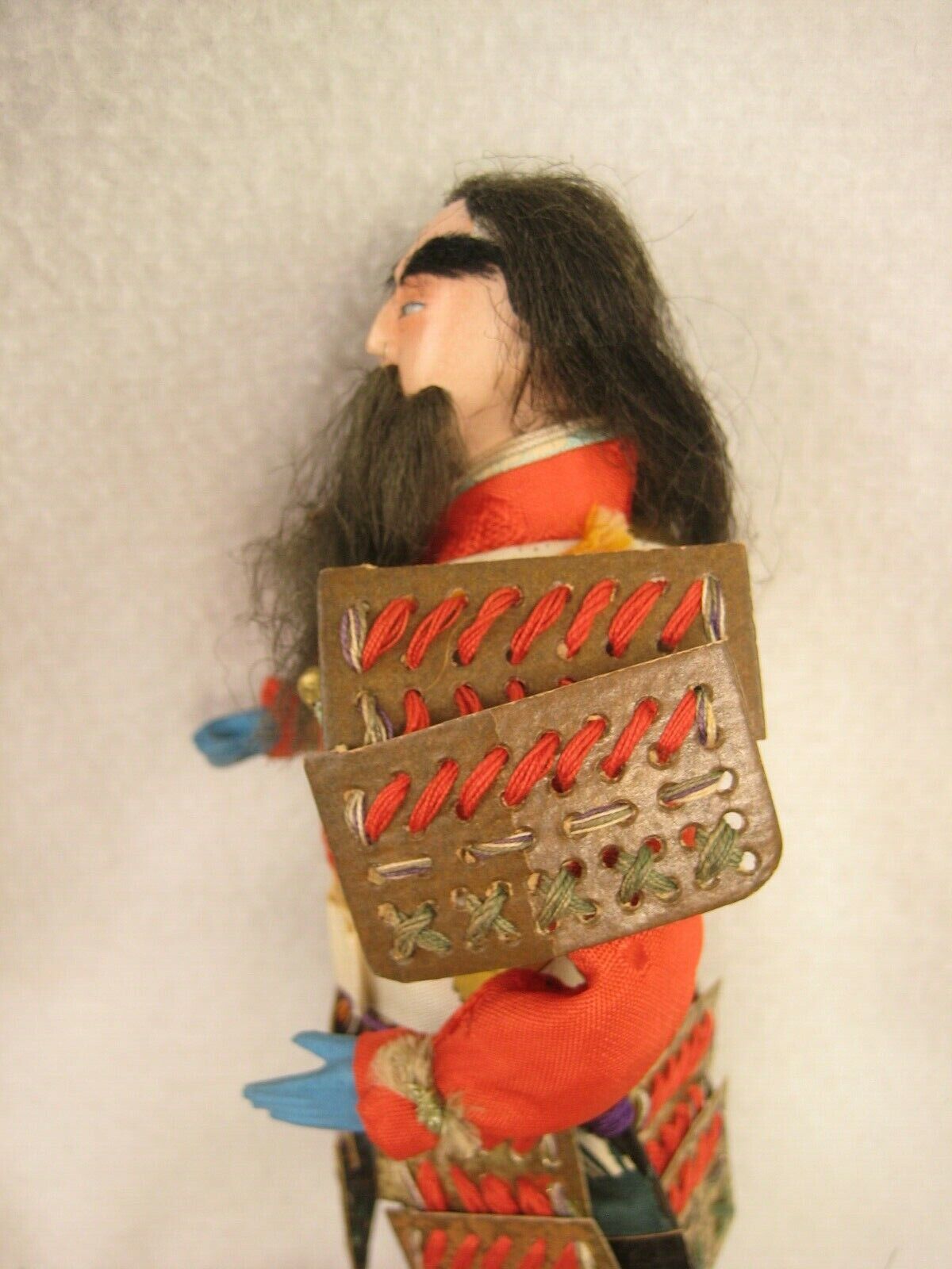 Antique Japanese Samurai Warrior Shogun Doll Wooden Gofun Face Full Armor
