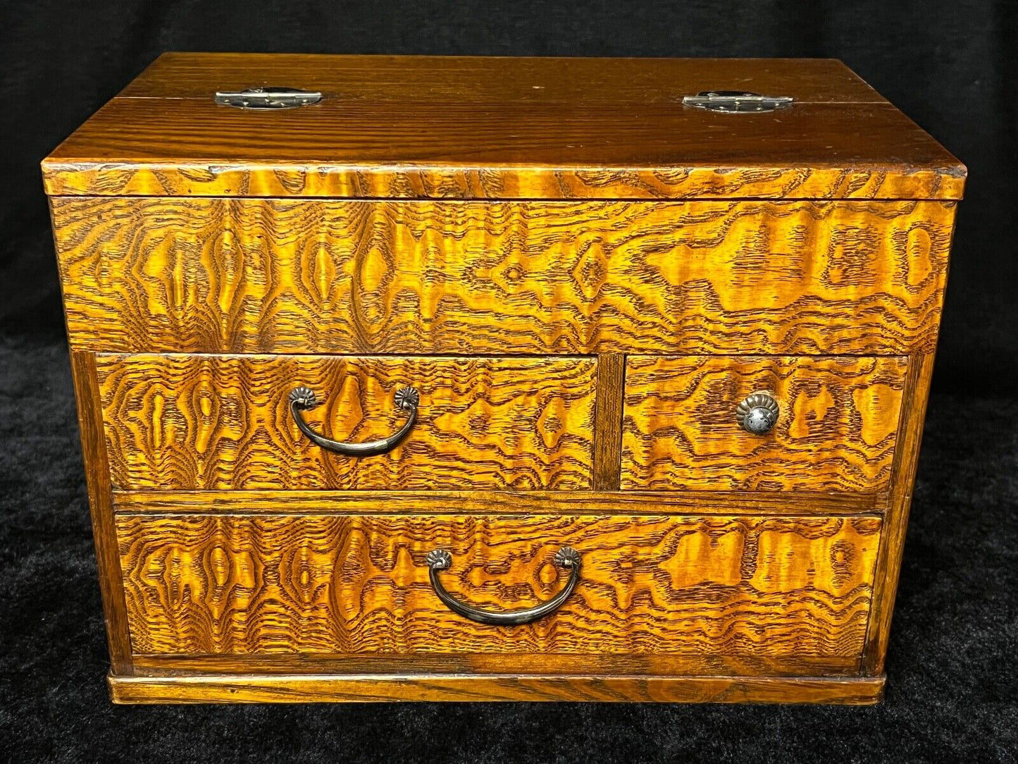 Antique Japanese Meiji Era C1890 Sugi Wood Suzuribako Calligraphy Tansu 10"