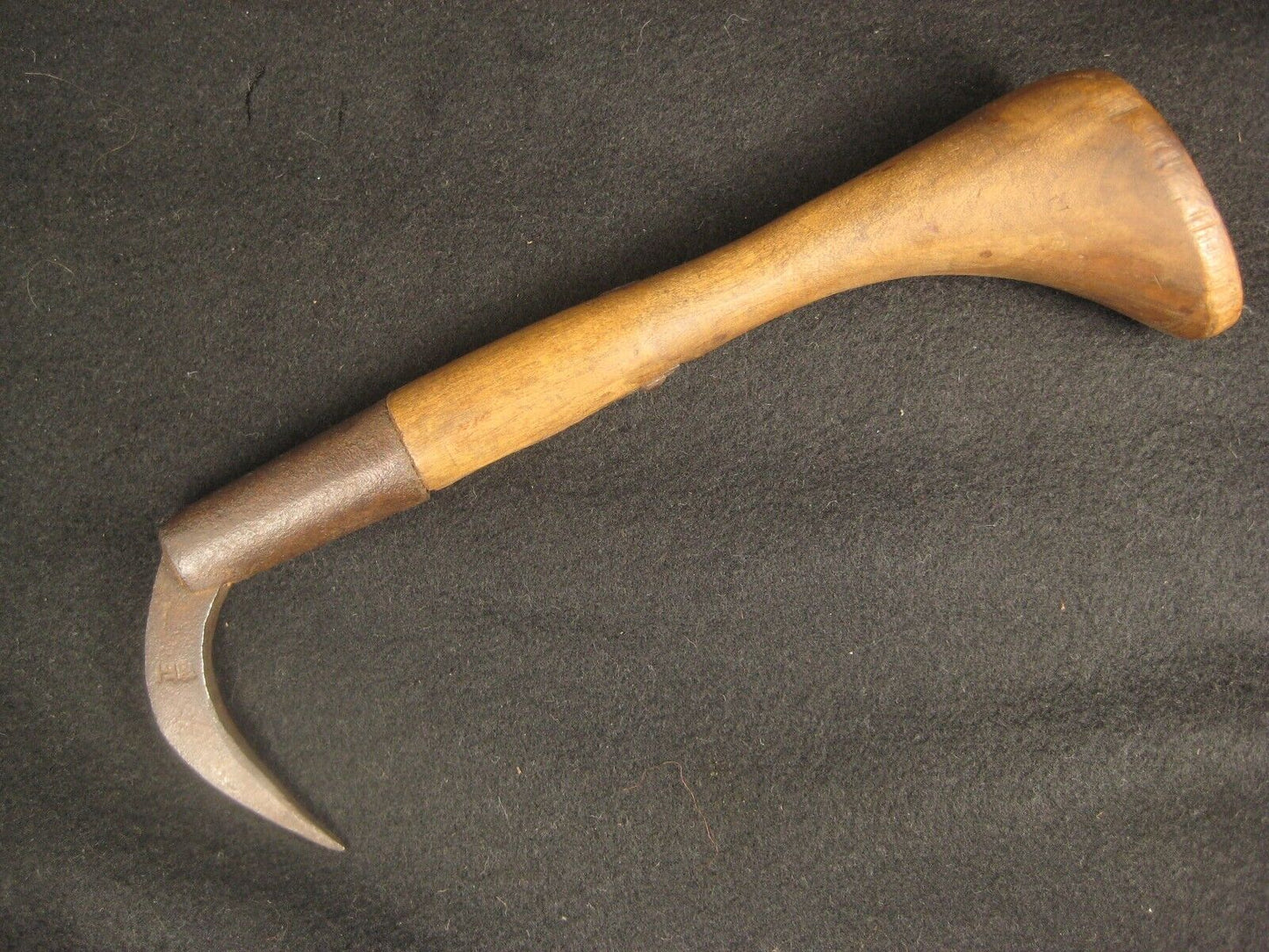 Antique Japanese Signed Forged Iron Gaff With Hinoki Wood Handle