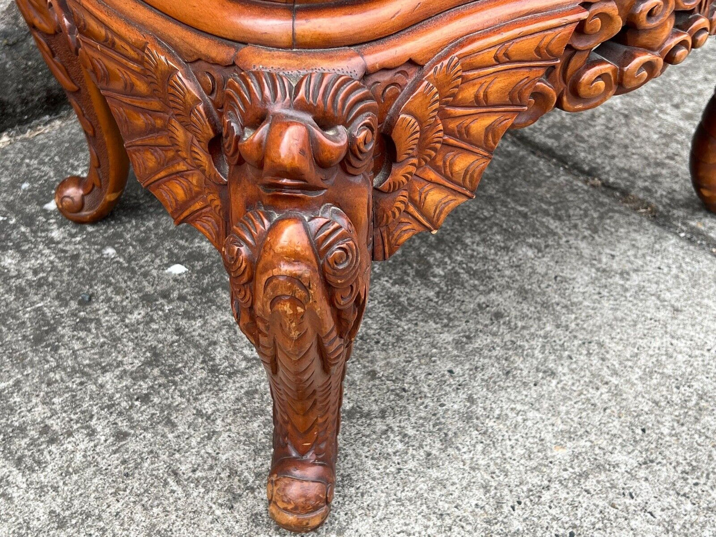 Antique Japanese Meiji Era (C1900) Dragon Chair Hand Carved For Export 17"Seat