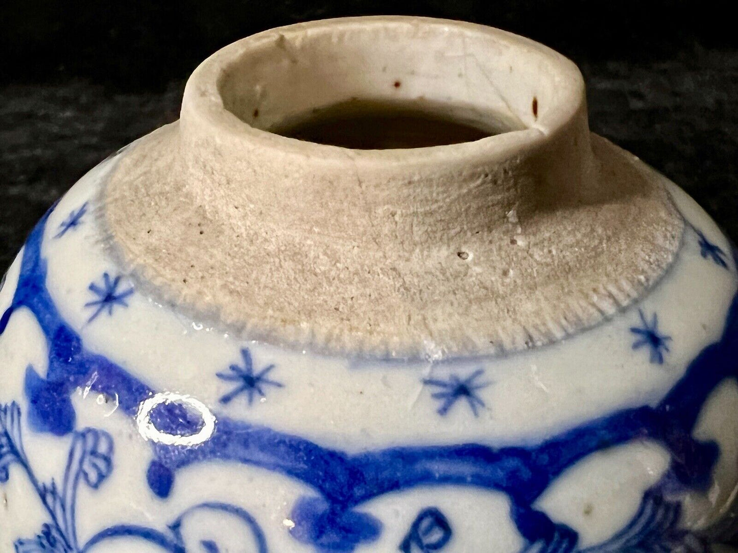 Antique Chinese Qing 19Th Century Blue & White Jar Double Happiness 3.25"