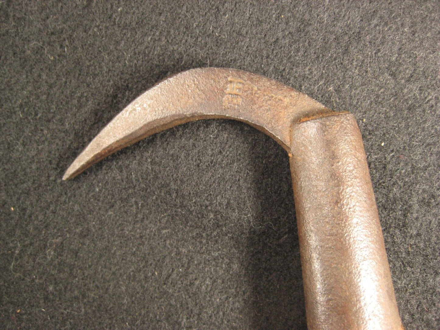 Antique Japanese Signed Forged Iron Gaff With Hinoki Wood Handle
