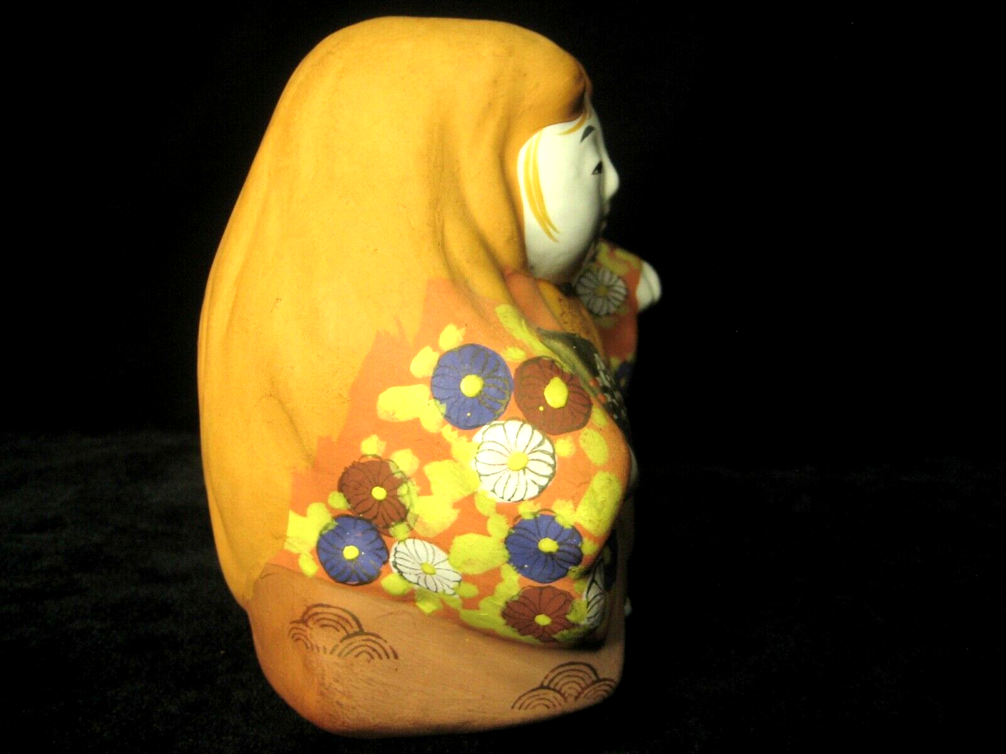 Vintage Japanese Kabuki Doll Renjishi Red Lion Dancer Ceramic Hand Painted 6"H
