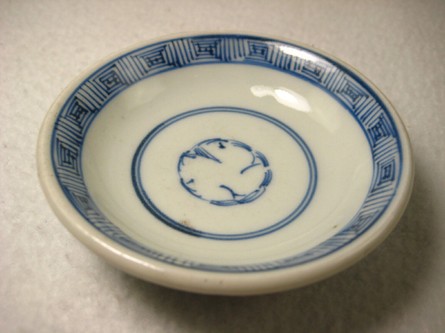 Vintage Chinese Ceramic Hand Painted In Cobalt Blue Sauce Mustard Dish