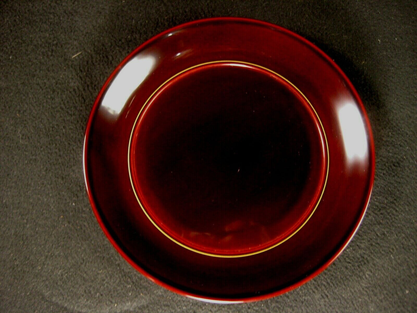 Vintage Japanese Wooden Burgundy Lacquer Kashizara Appetizer Dish Plate