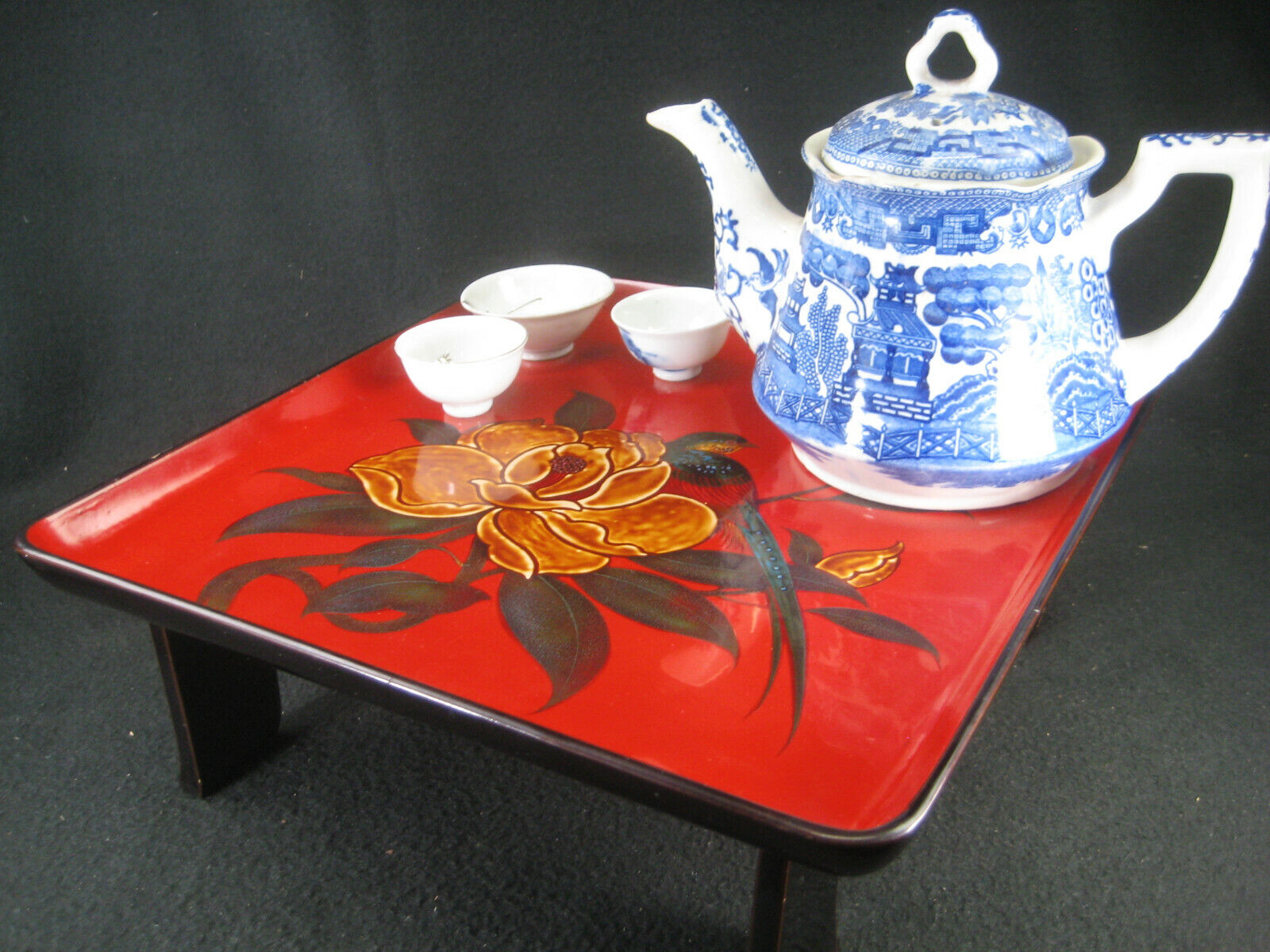 Japanese tea set/ vintage lacquer set good / Japanese Red Lacquer Tea Sets/ Japanese lacquerware