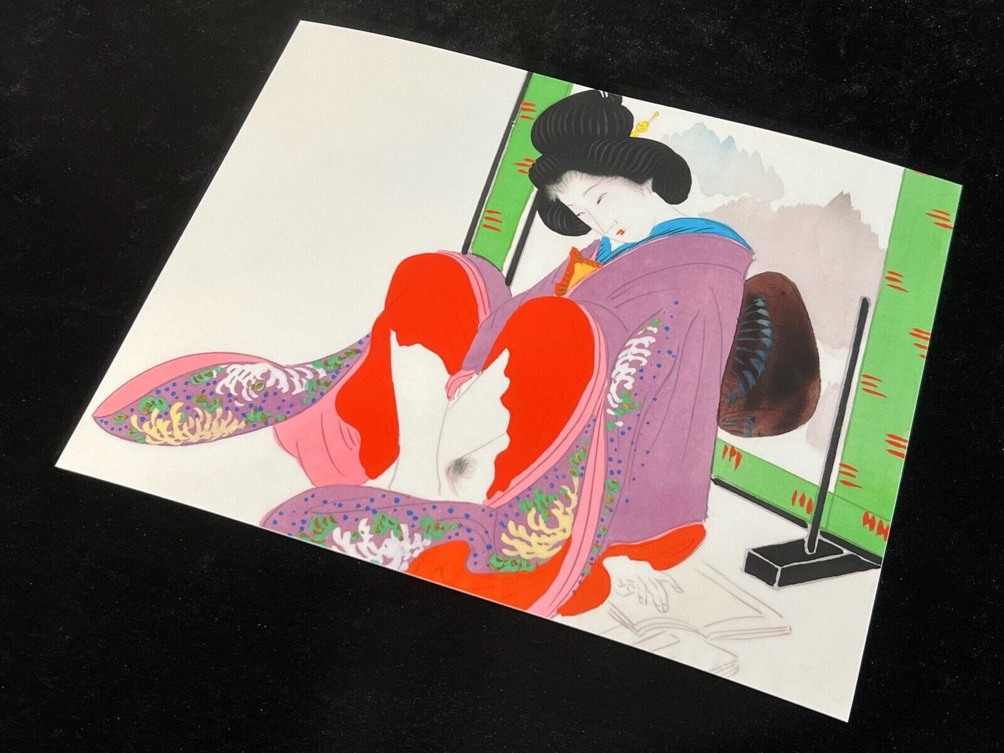 Shunga Japanese Erotic Art Giclee Print Hand Painting On Silk 10.5"X7.75" #22