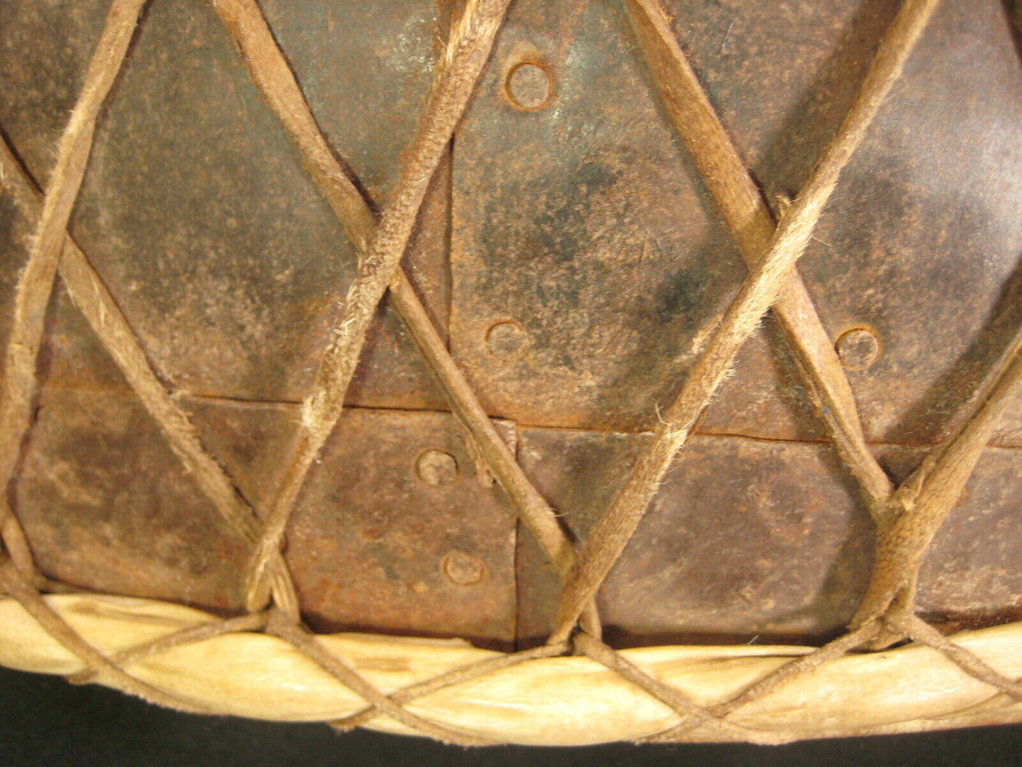 Vintage Hand Made African Kettle Drum Huge Riveted Steel 31" Drum w/ Stand