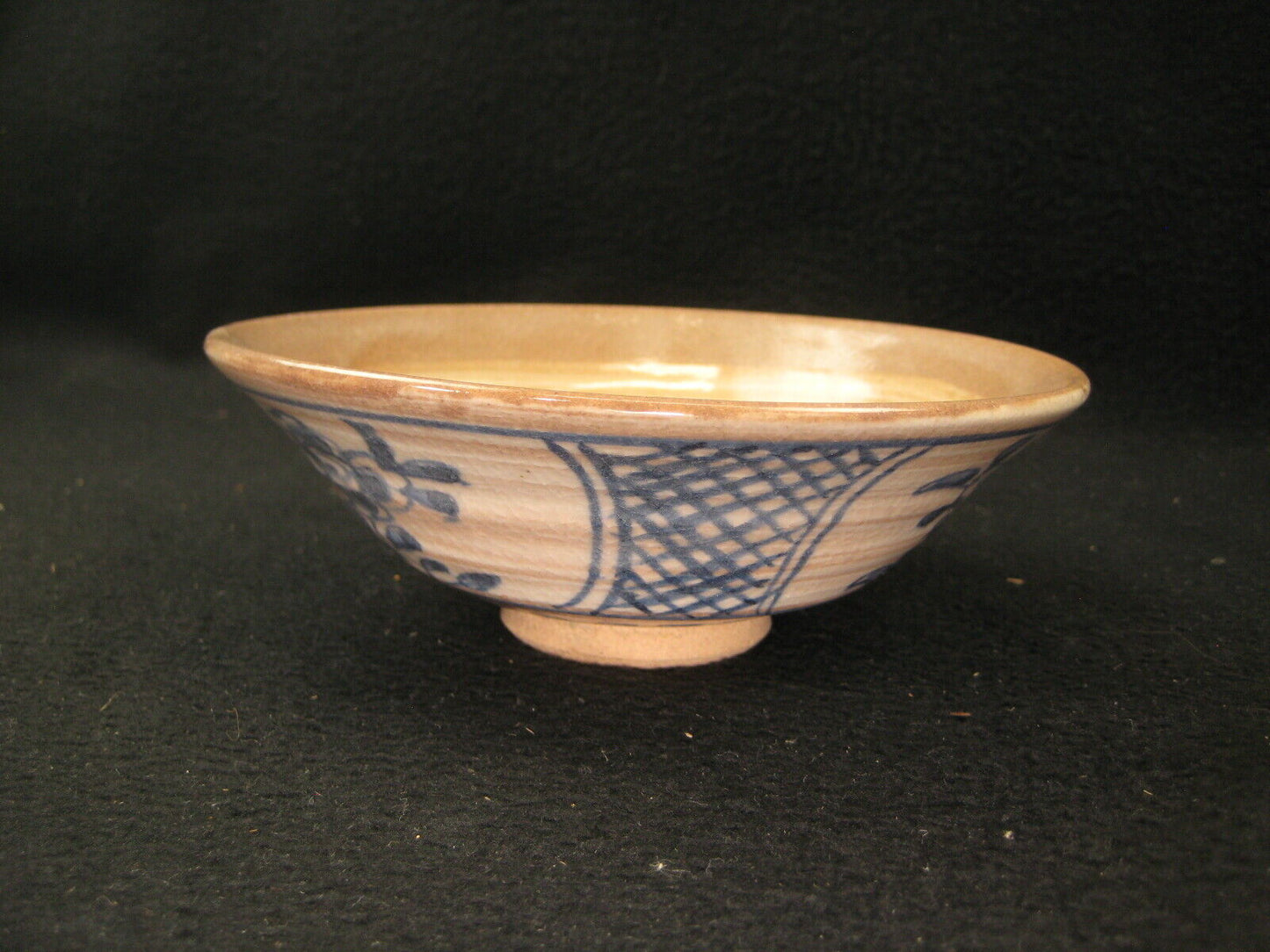 Vintage Japanese Tea Ceremony Ceramic Chawan Hand Painted Floral Tea Bowl