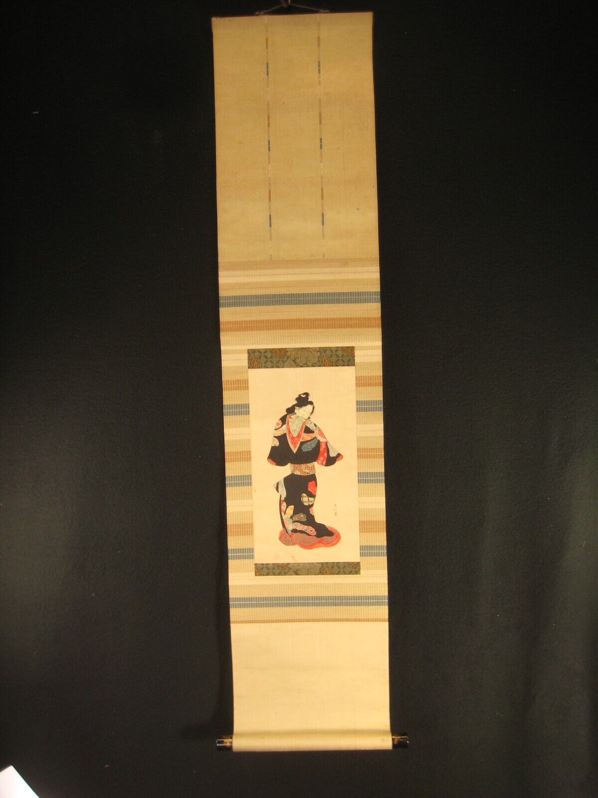 Antique Japanese Edo Era (C.1630) Rare Scroll: Courtesan By Tosa Mitsunori