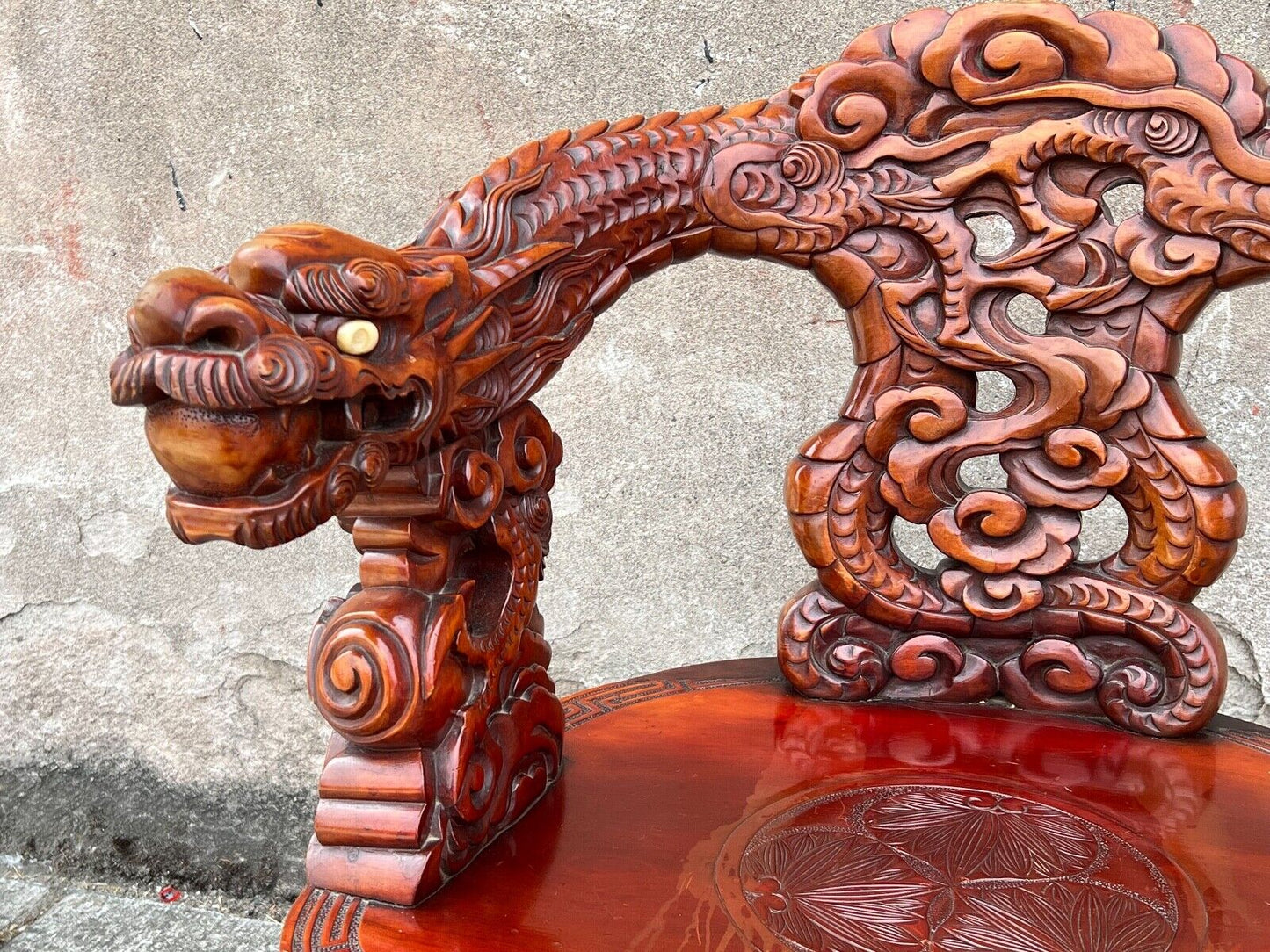 Antique Japanese Meiji Era (C1900) Dragon Chair Hand Carved For Export 17"Seat