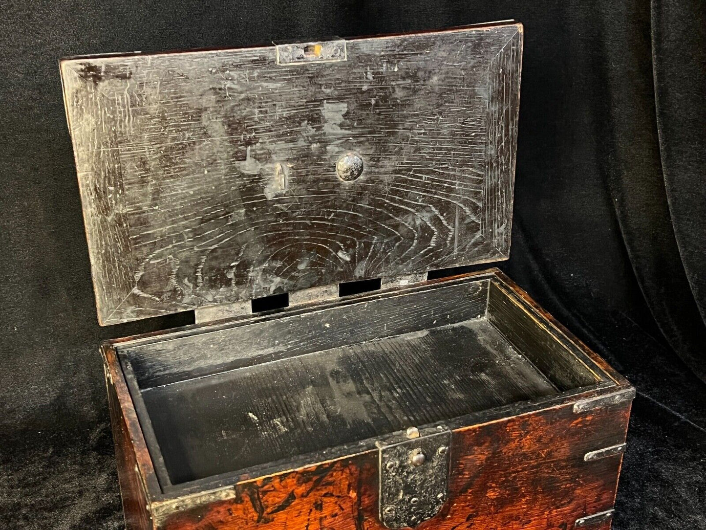 Antique Japanese Meiji Era C1880 Keyaki Wood Suzuribako Calligraphy Tansu