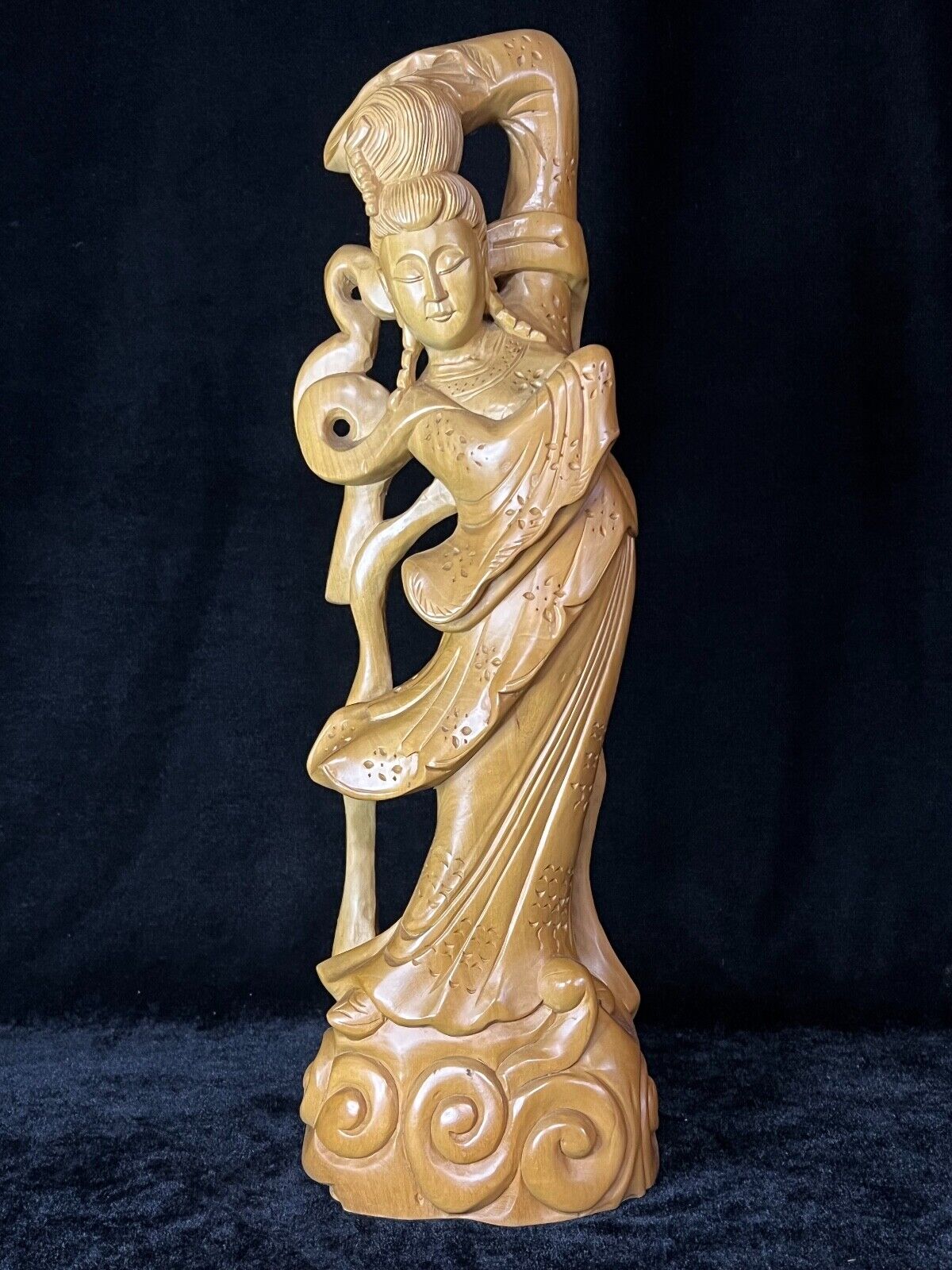 Vintage Chinese Quan Yin Carved Sculpture 18" Goddess ff Compassion