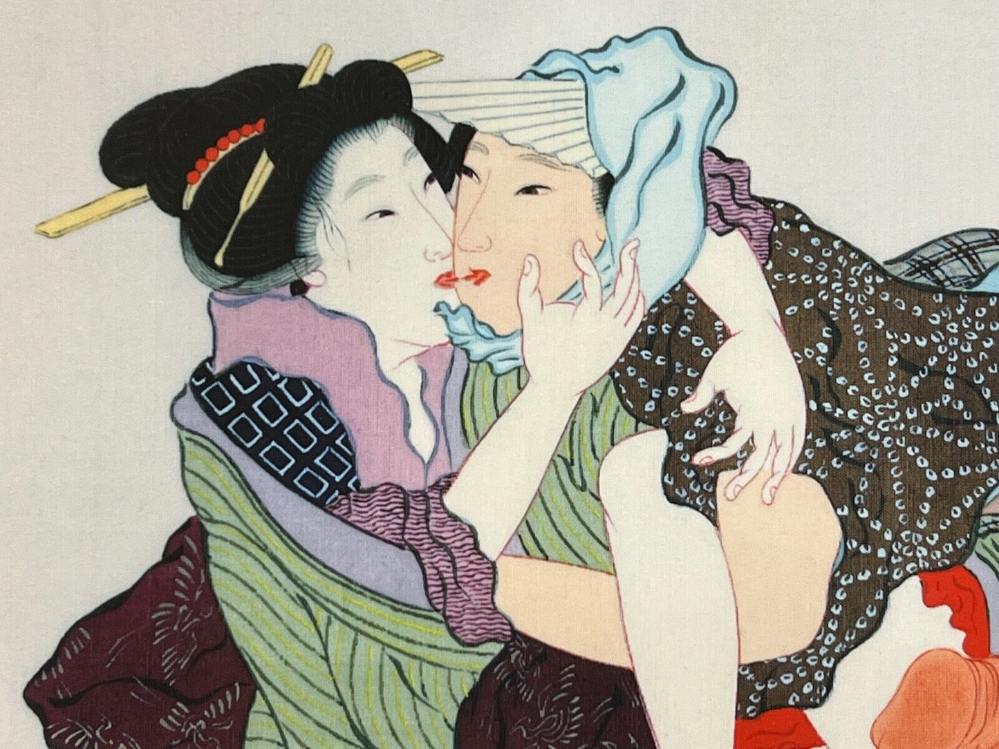 Shunga Japanese Erotic Art Giclee Print Hand Painting On Silk 10.5"X7.75" #8
