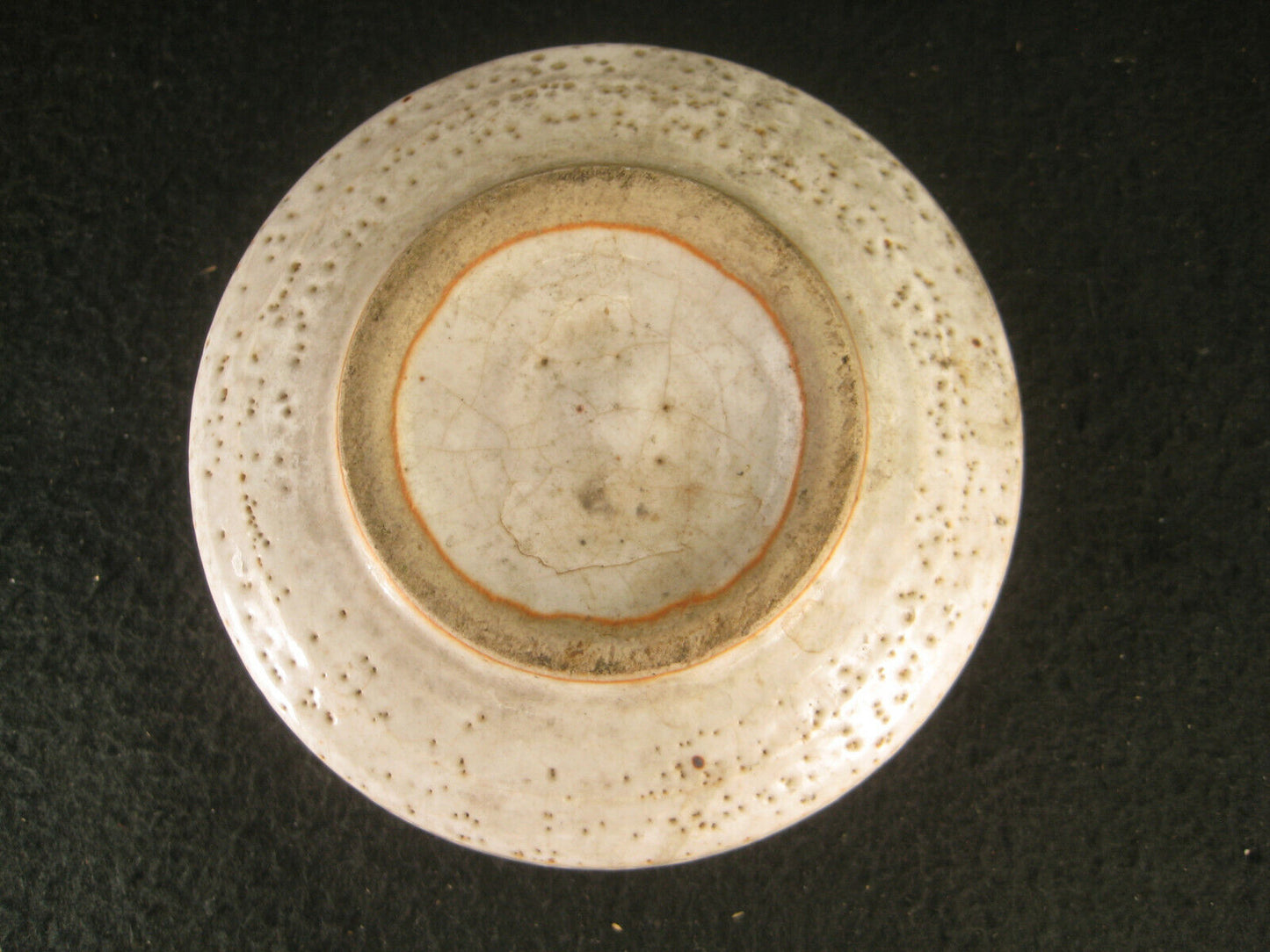 Vintage Japanese Chawan Tea Ceremony Bowl Stylized Landscape White & Rust 4.5"