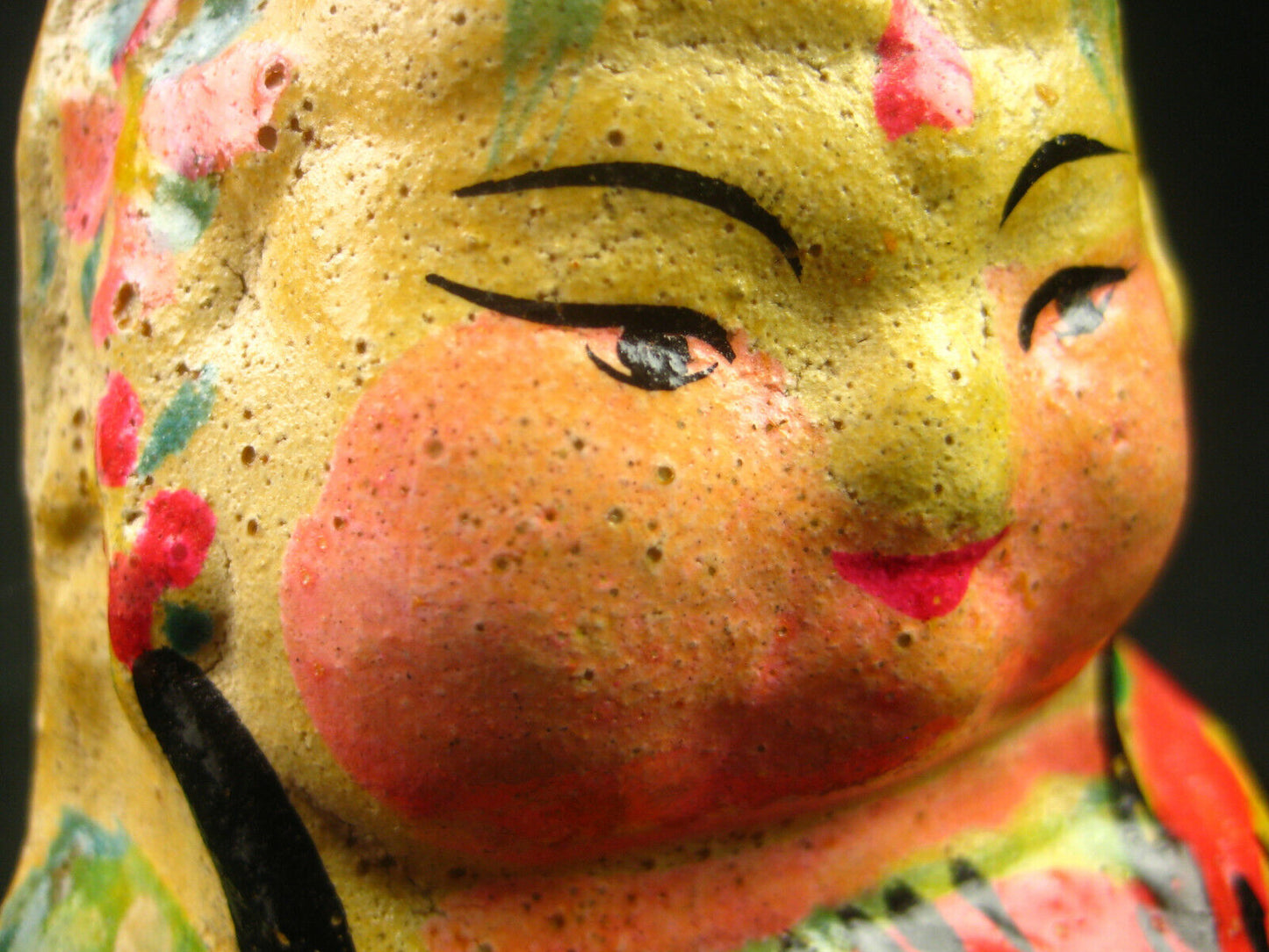 Vintage (C1950) Chinese Porcelain Lady With Red Fish Folk Art Doll Flowers