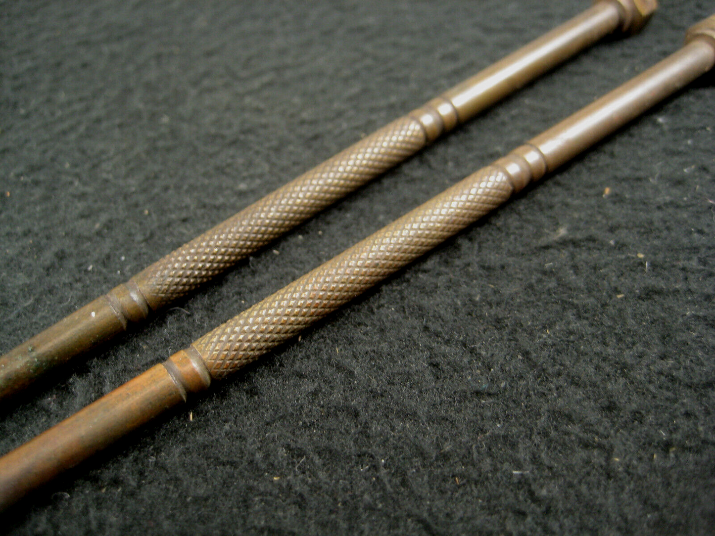 Antique Japanese (C1860) Chado Hibashi Fire Chopstick Bronze Hex Topped 10 "