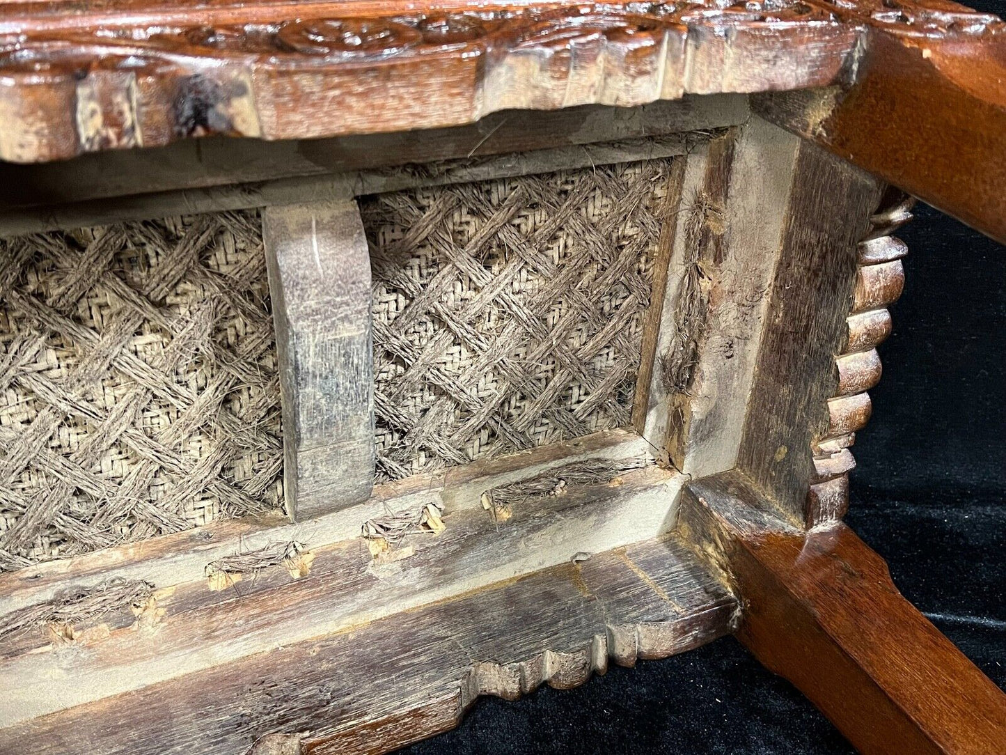Antique Chinese Ming Style Stool Late Qing Dynasty Carved (Set of 2 Available)