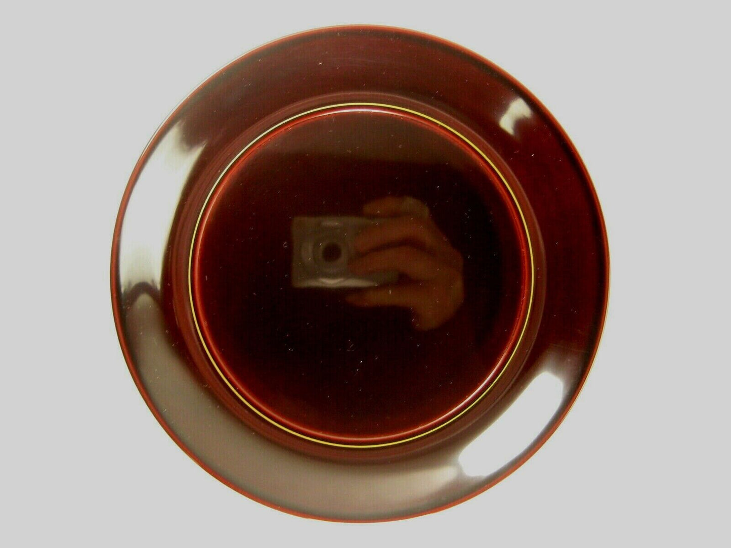Vintage Japanese Wooden Burgundy Lacquer Kashizara Appetizer Dish Plate