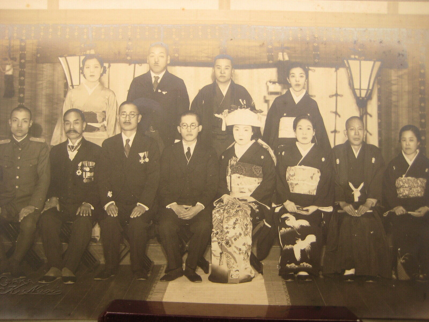 Japanese Antique Ww2 Wedding Photo 1938 (Showa 13Th Year) Imperial Military