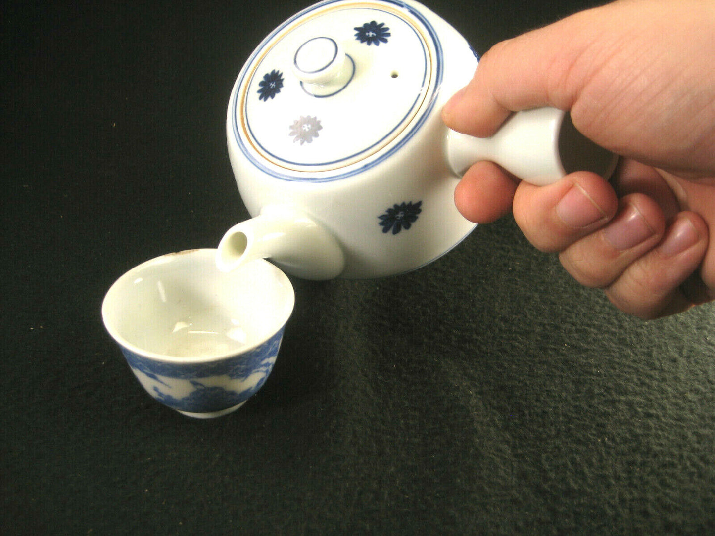 Vintage Signed Kyusu Ceramic Porcelain Tea Pot For Ocha Sencha Genmaicha