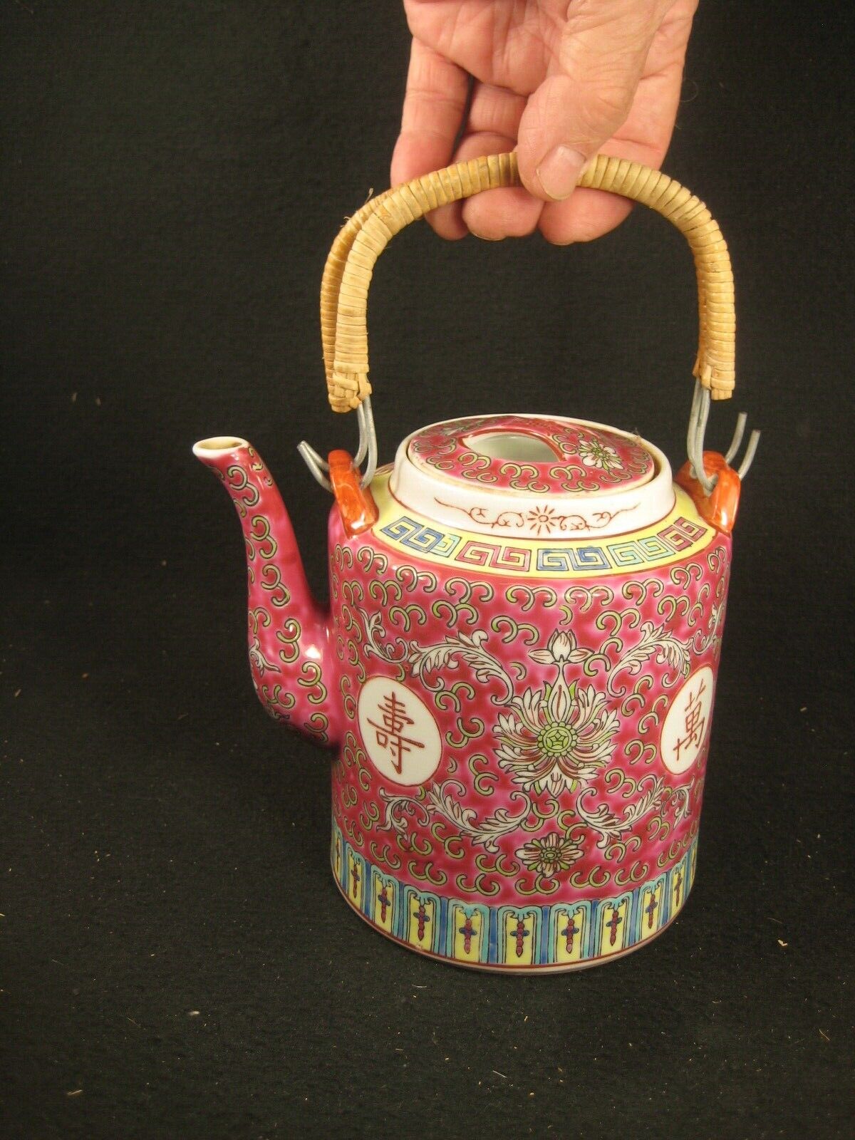 Vintage Chinese Signed Hand Painted Ceramic Tea Pot