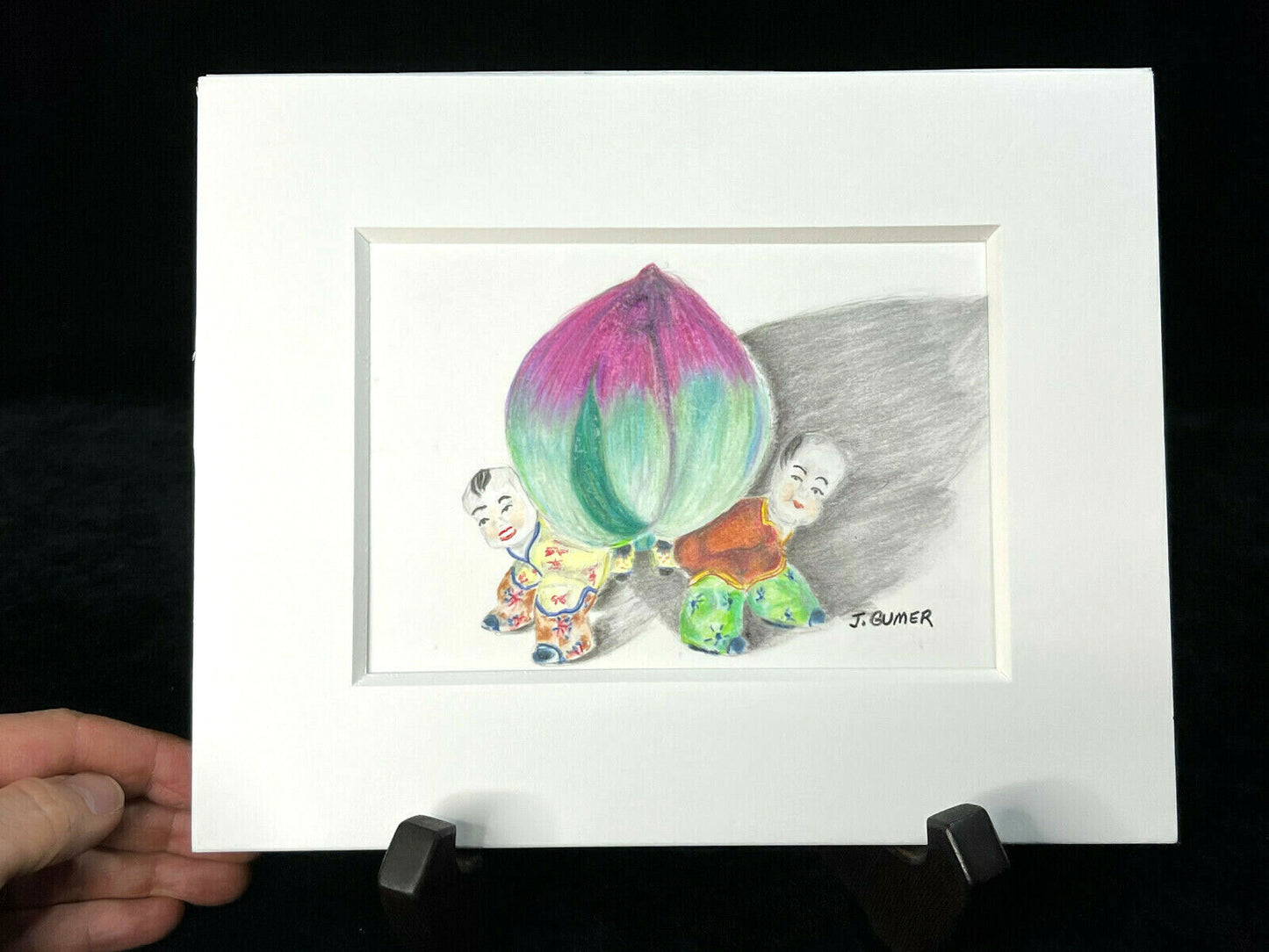 Matted Print Of Two Chinese Children By J. Gumer 10" X 8"