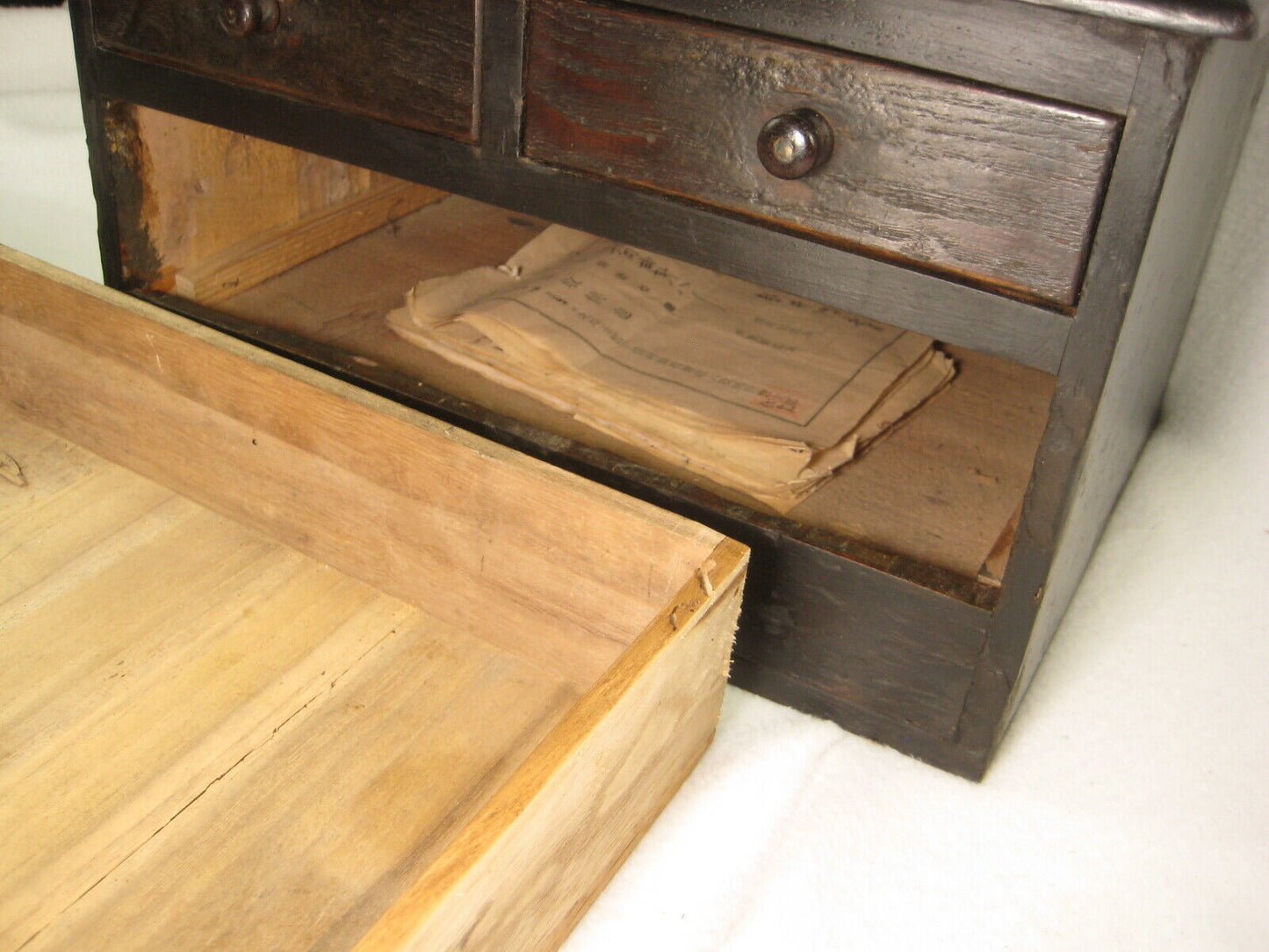 Japanese Antique 3 Drawer Mirror Stand Vanity Tansu Chest w/ Secret Section