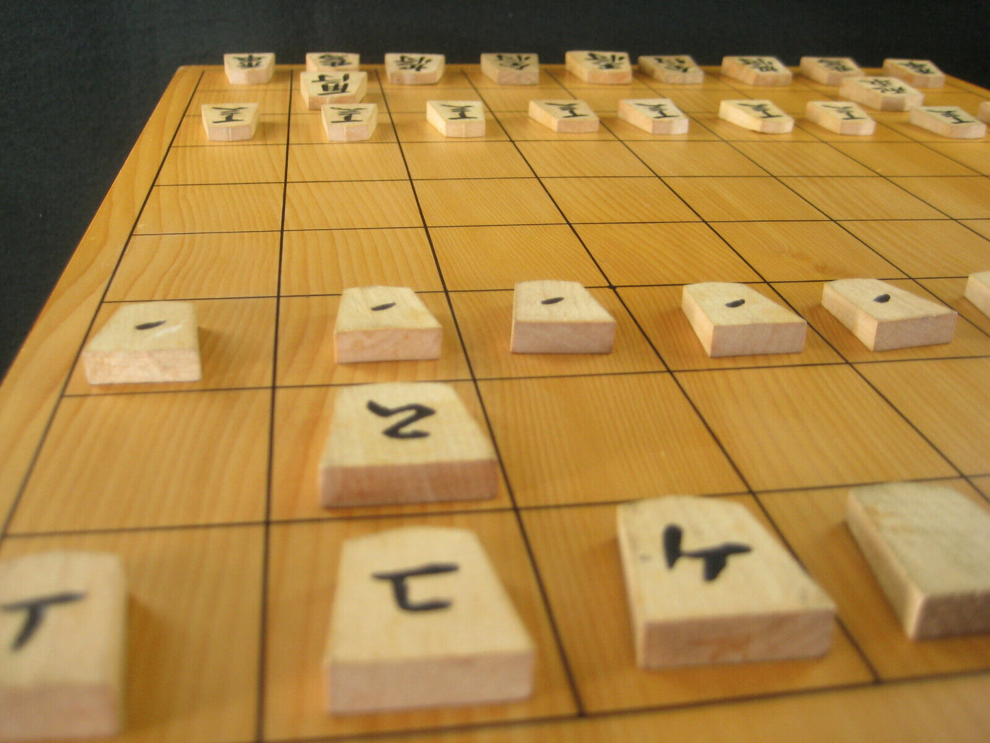 Vintage Japanese Wooden Shogi Koma Pieces W/Original Box