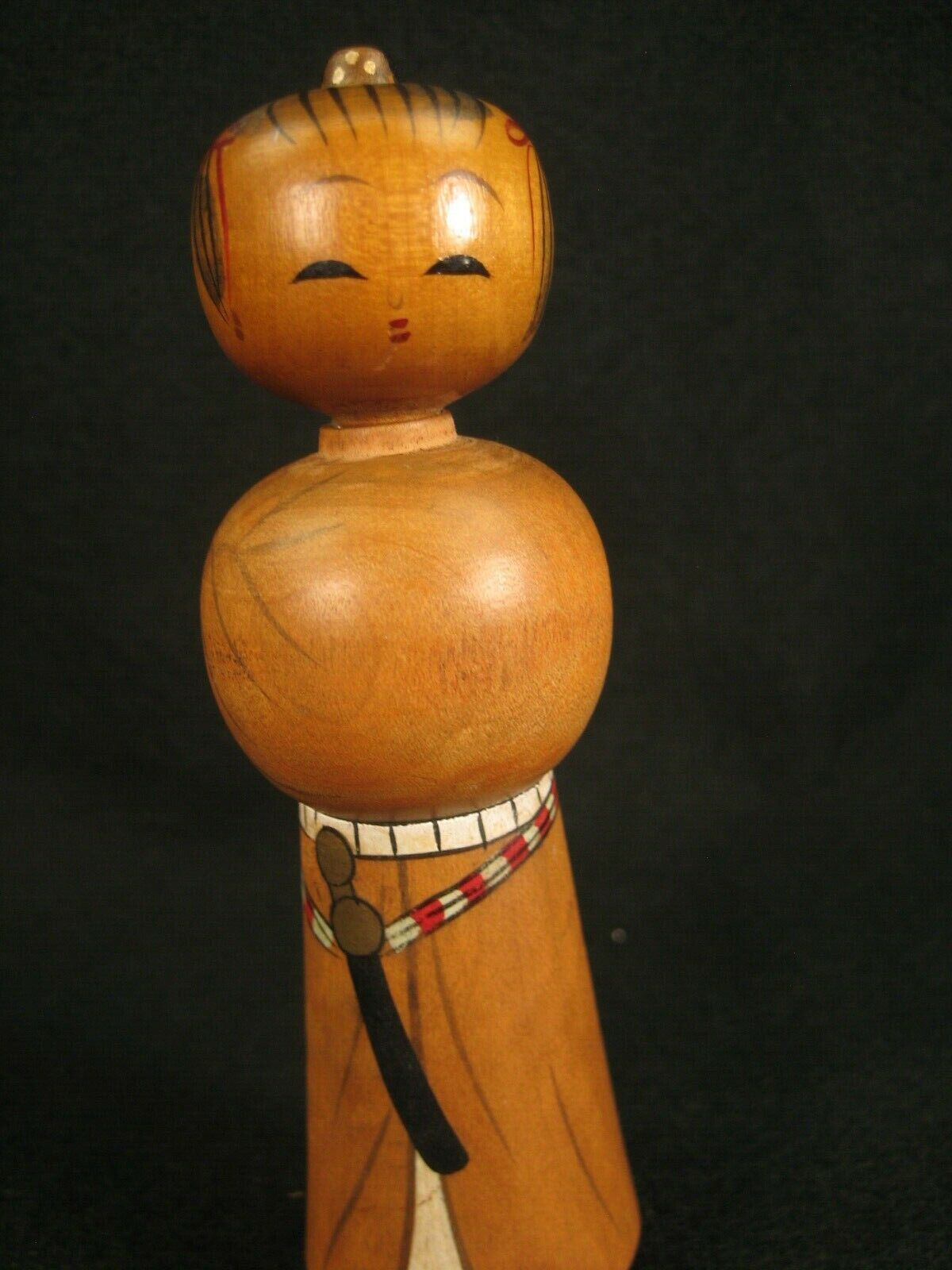 Vintage Japanese Showa Era (C.1940) Wooden Kokeshi Dollsamurai 5"