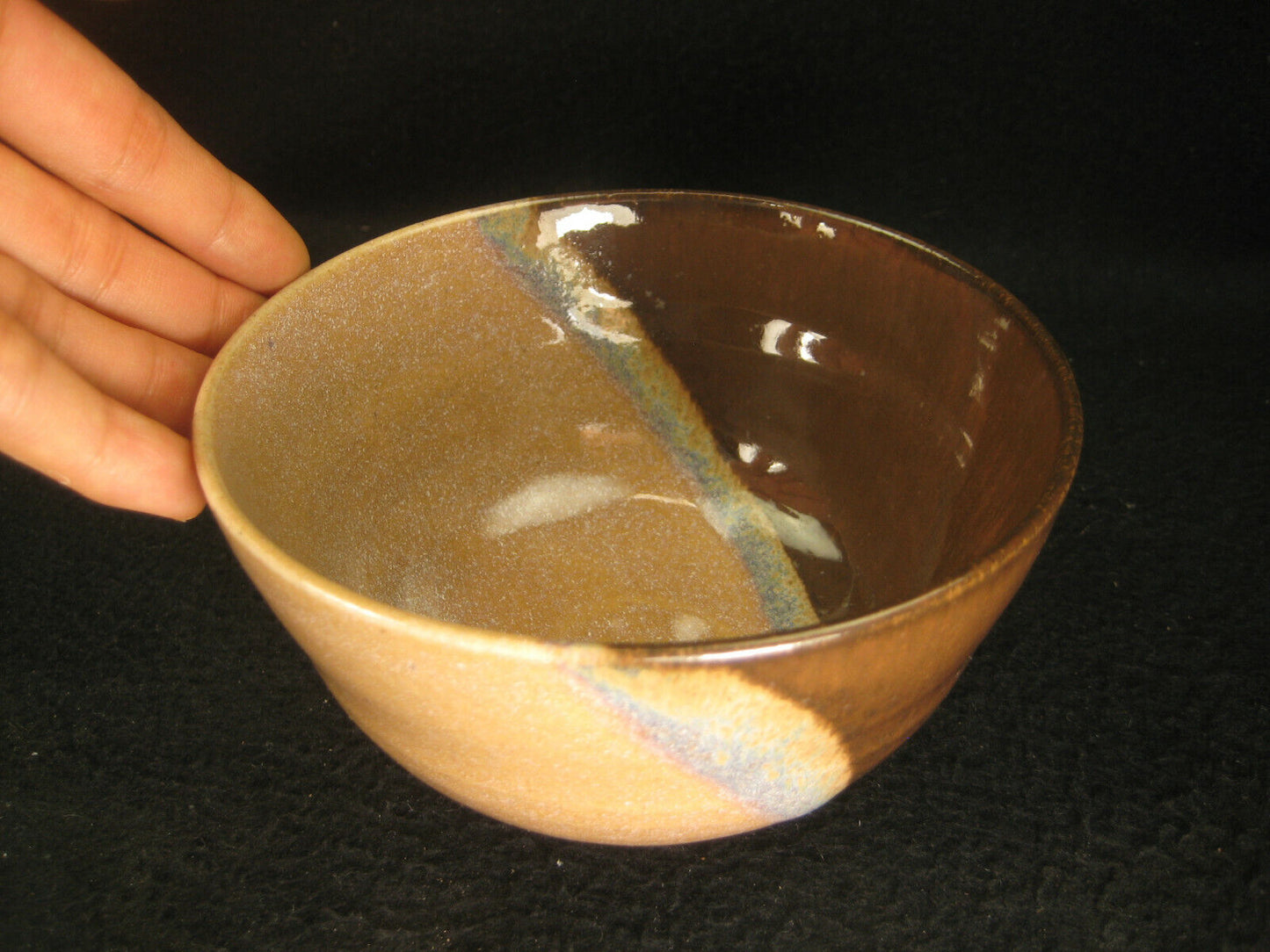 Vintage Japanese Tea Ceremony Ceramic Chawan Tea Bowl Dip Glaze 4.5"