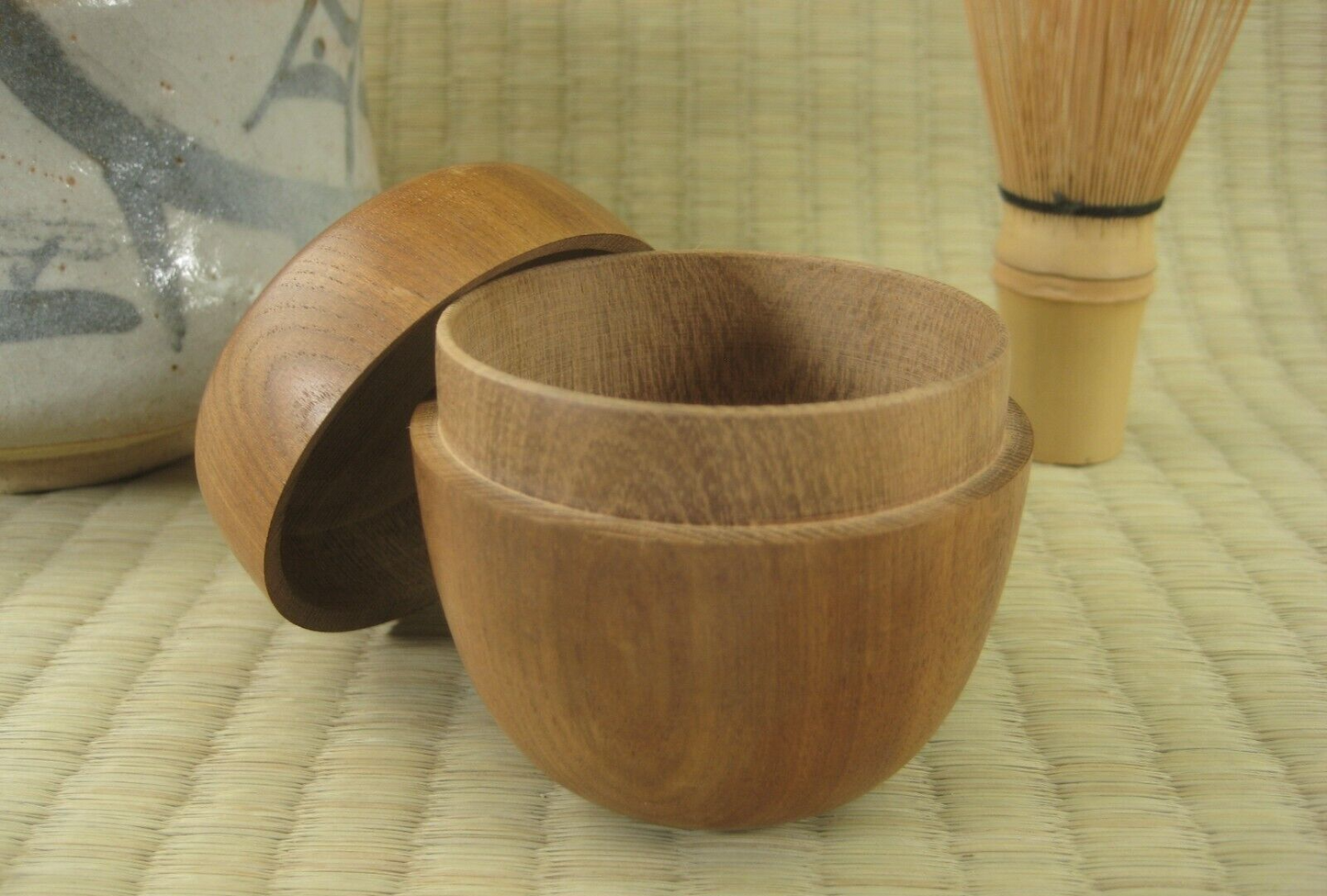 Vintage Japanese Tea Ceremony Natsume Tea Caddy Natural Wood