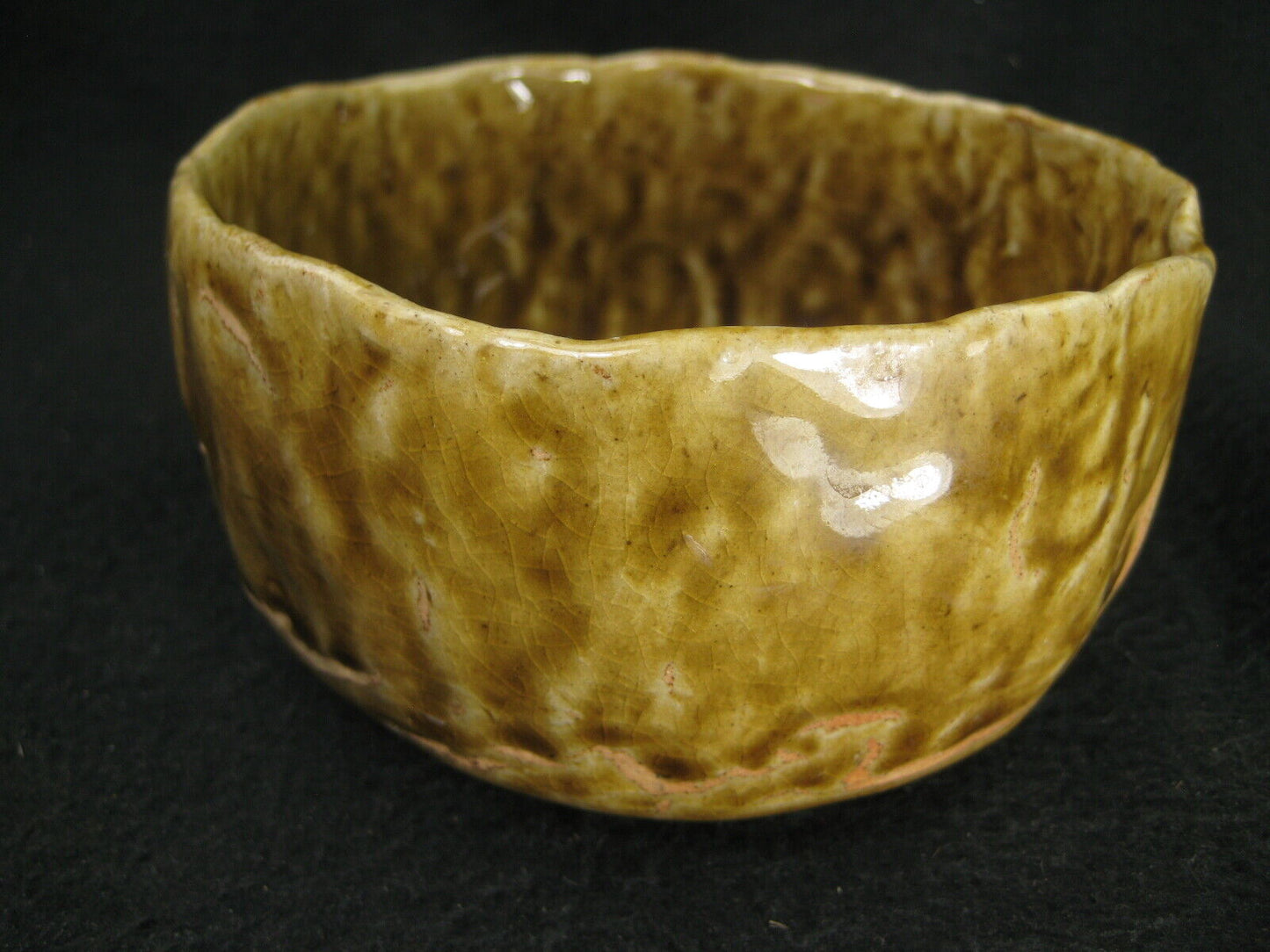 Vintage Japanese (C. 1950) Signed Tea Ceremony Ceramic Chawan Tea Bowl Olive