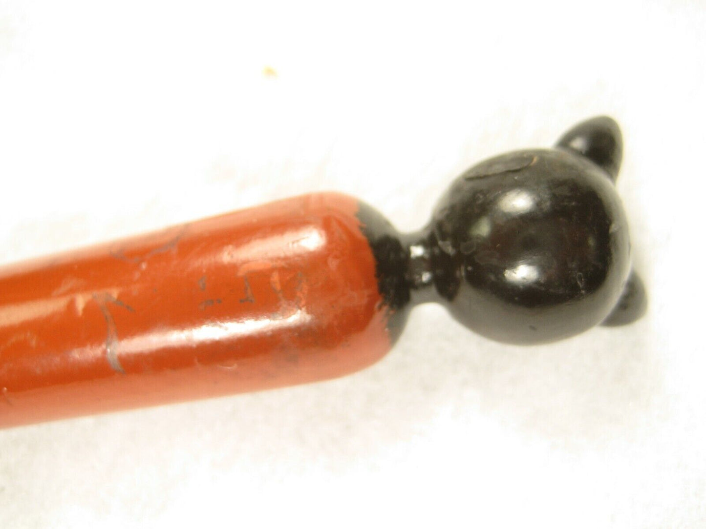 Vintage Japanese Signed Wooden Mechanical Pencil Carved Wooden Kitten Cat Head