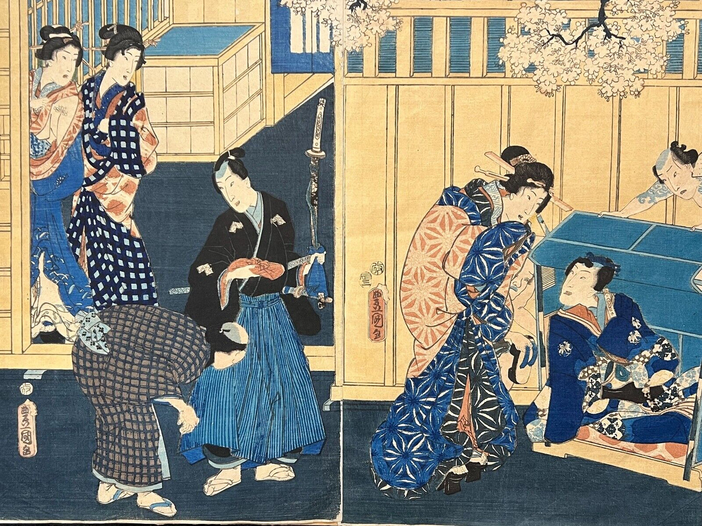 Original Japanese Woodblock Print: By Toyokuni III 1853 Tales Of Genji