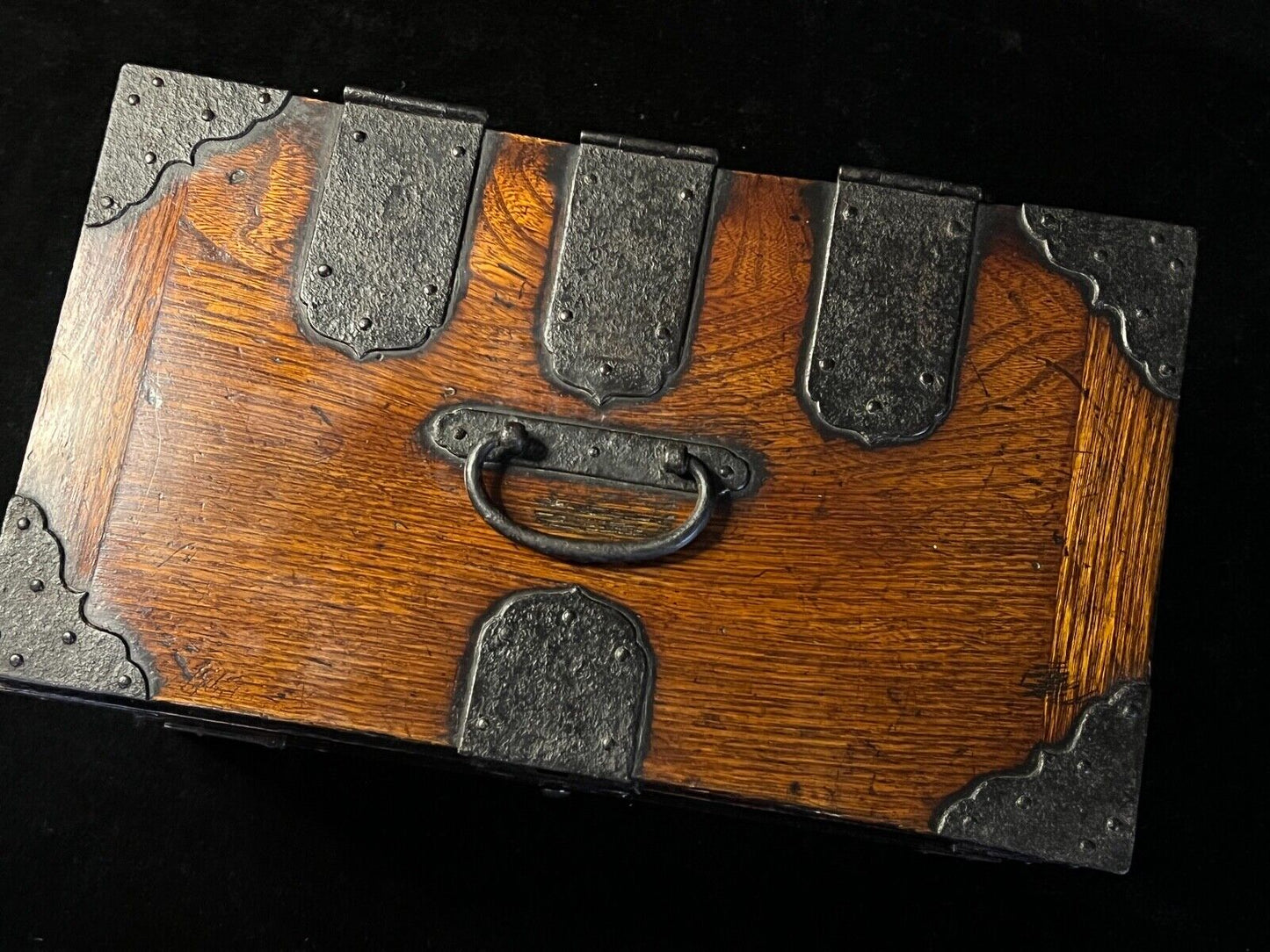 Antique Japanese Meiji Era C1880 Keyaki Wood Suzuribako Calligraphy Tansu