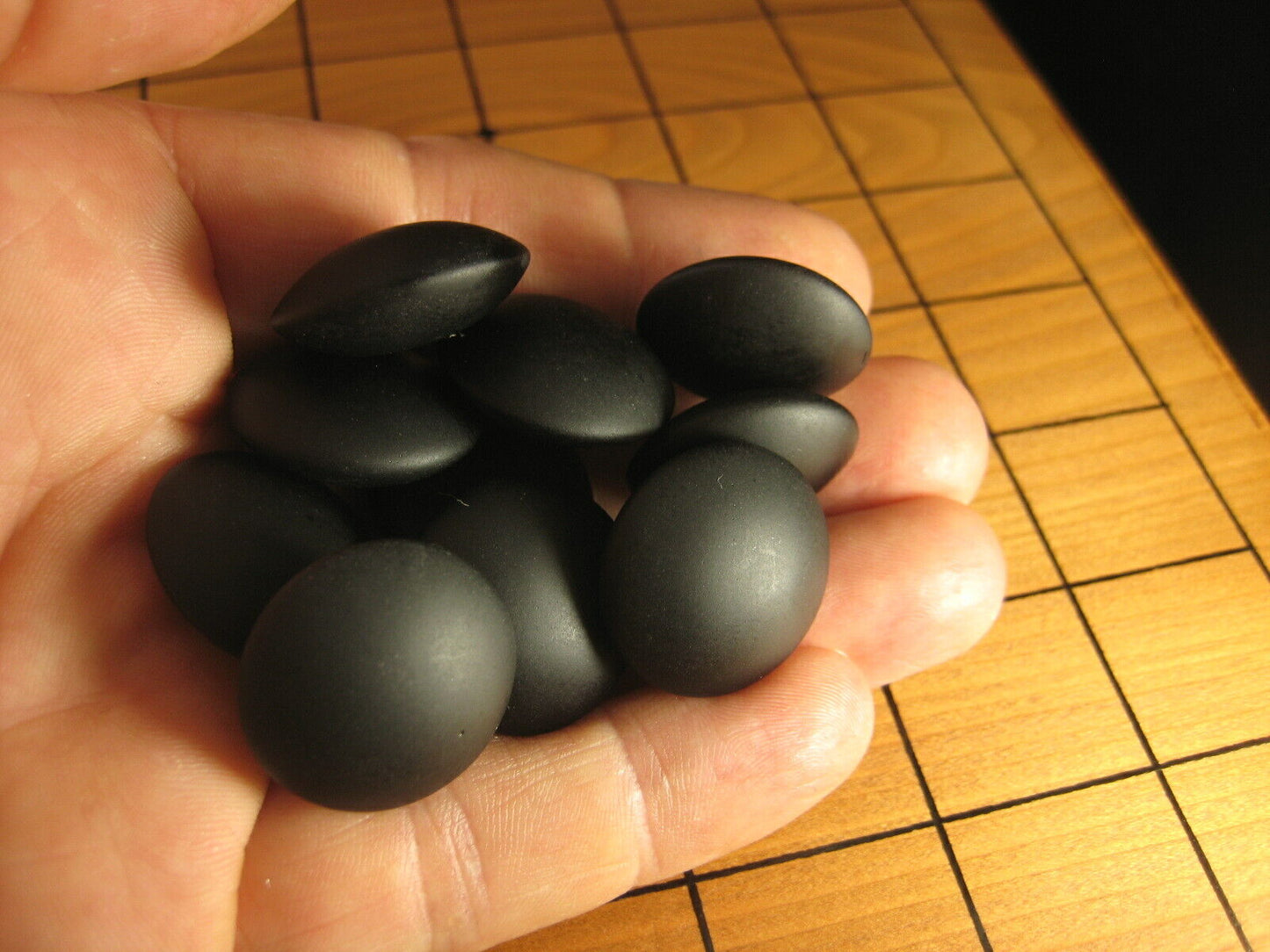 Vintage Japanese Go Game Stones X10 For Replacement - Black Glass 10Pcs ~3/8"