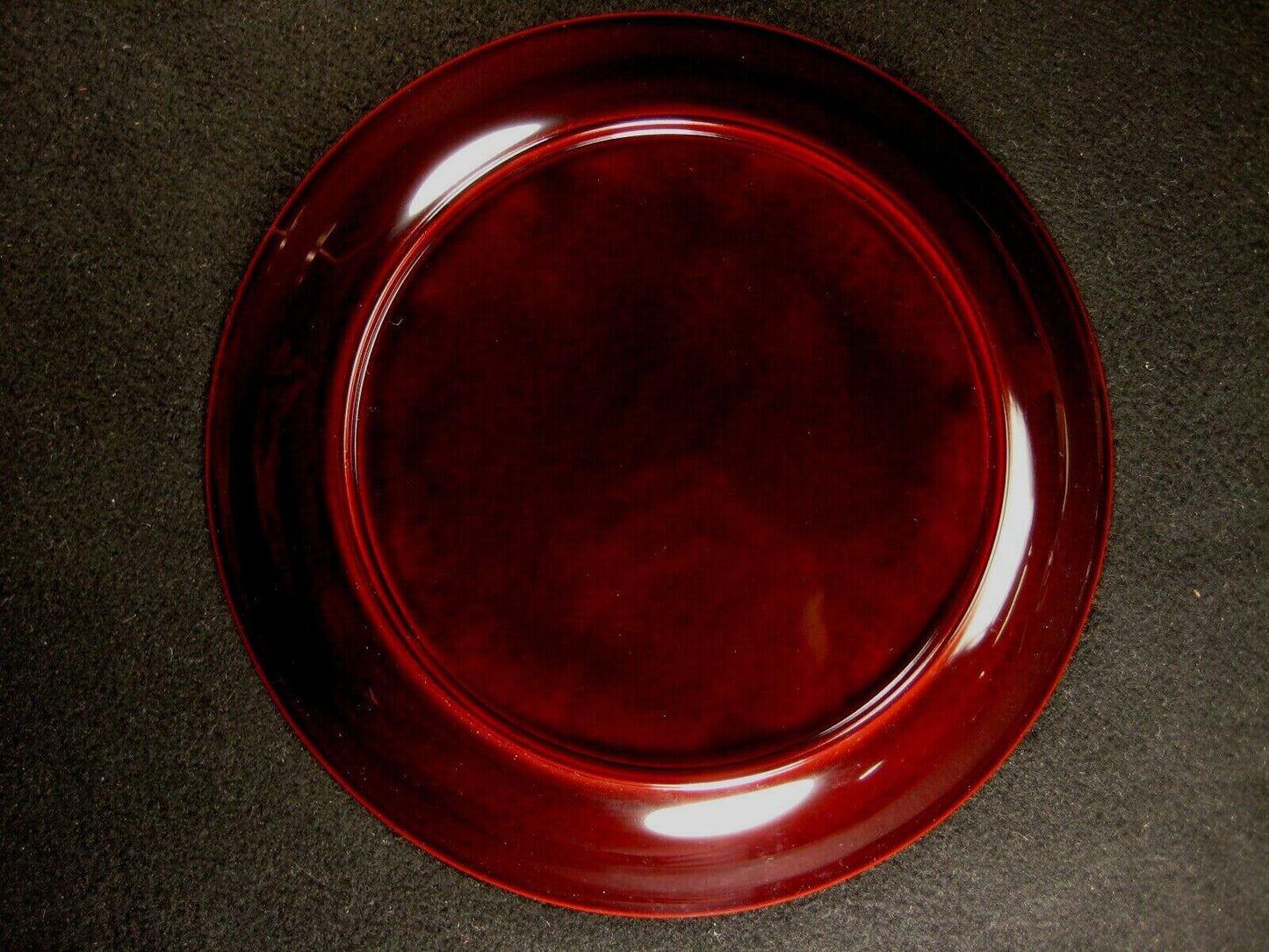 Vintage Japanese Wooden Burgundy Lacquer Kashizara Appetizer Dish Plate