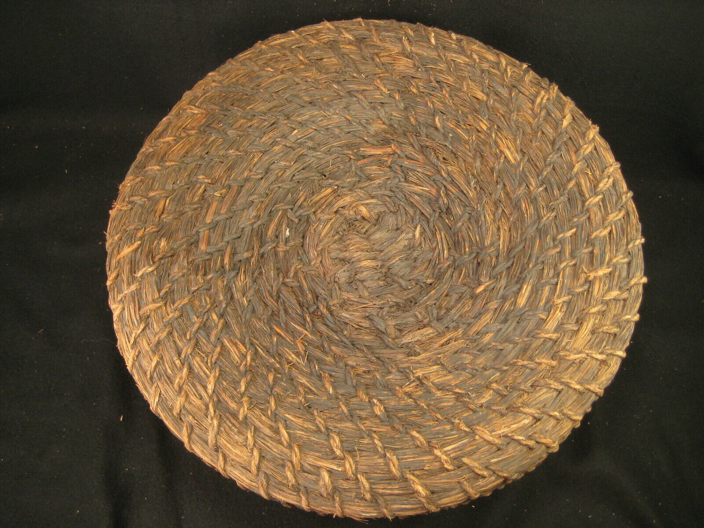 Antique Japanese Taisho Era (C. 1920) Rope Weave Kago Lidded Storage Basket