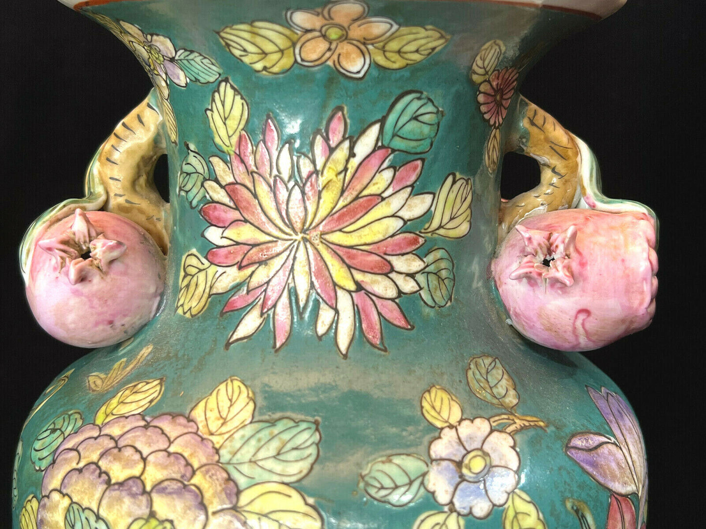 Vintage Chinese Lamp Decorative Porcelain Flower/ Pomegranate (2 Available)