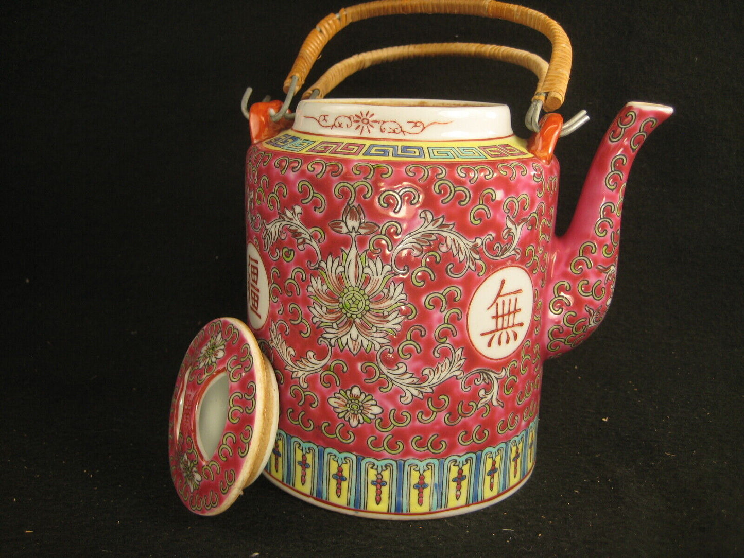 Vintage Chinese Signed Hand Painted Ceramic Tea Pot