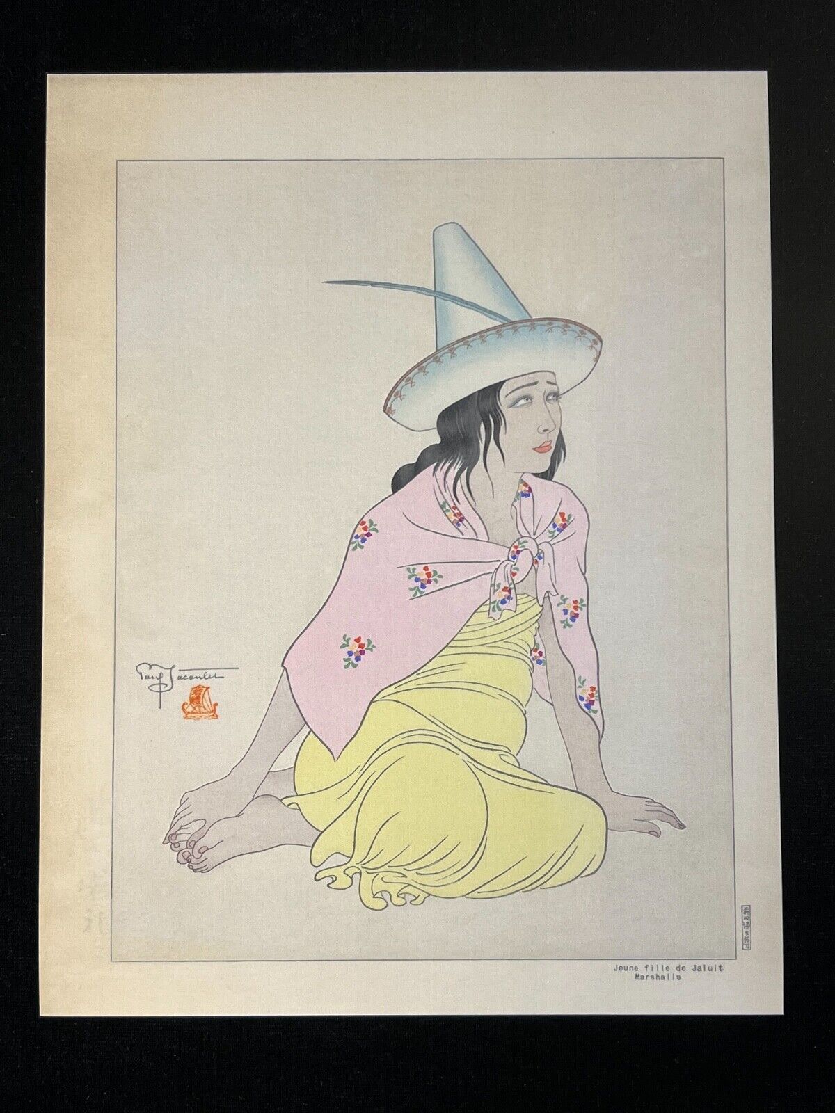 Paul Jacoulet Giclee Woodblock Print "Young Girl Of Jaluit" 7.75"x10"