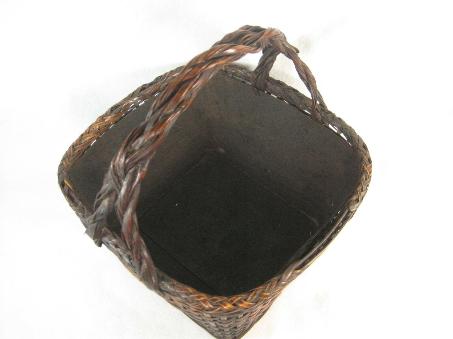 Antique Japanese (C. 1920) Tin Lined Bamboo Basket Charcoal Caddy Tea Ceremony