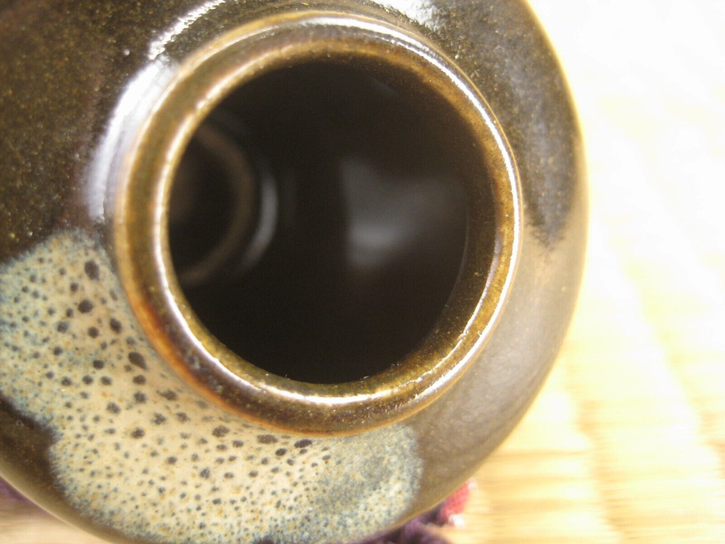 Japanese Cha-Ire Ceramic Tea Caddy Katatsuki Flask W/Shifuku Bag Chanoyu